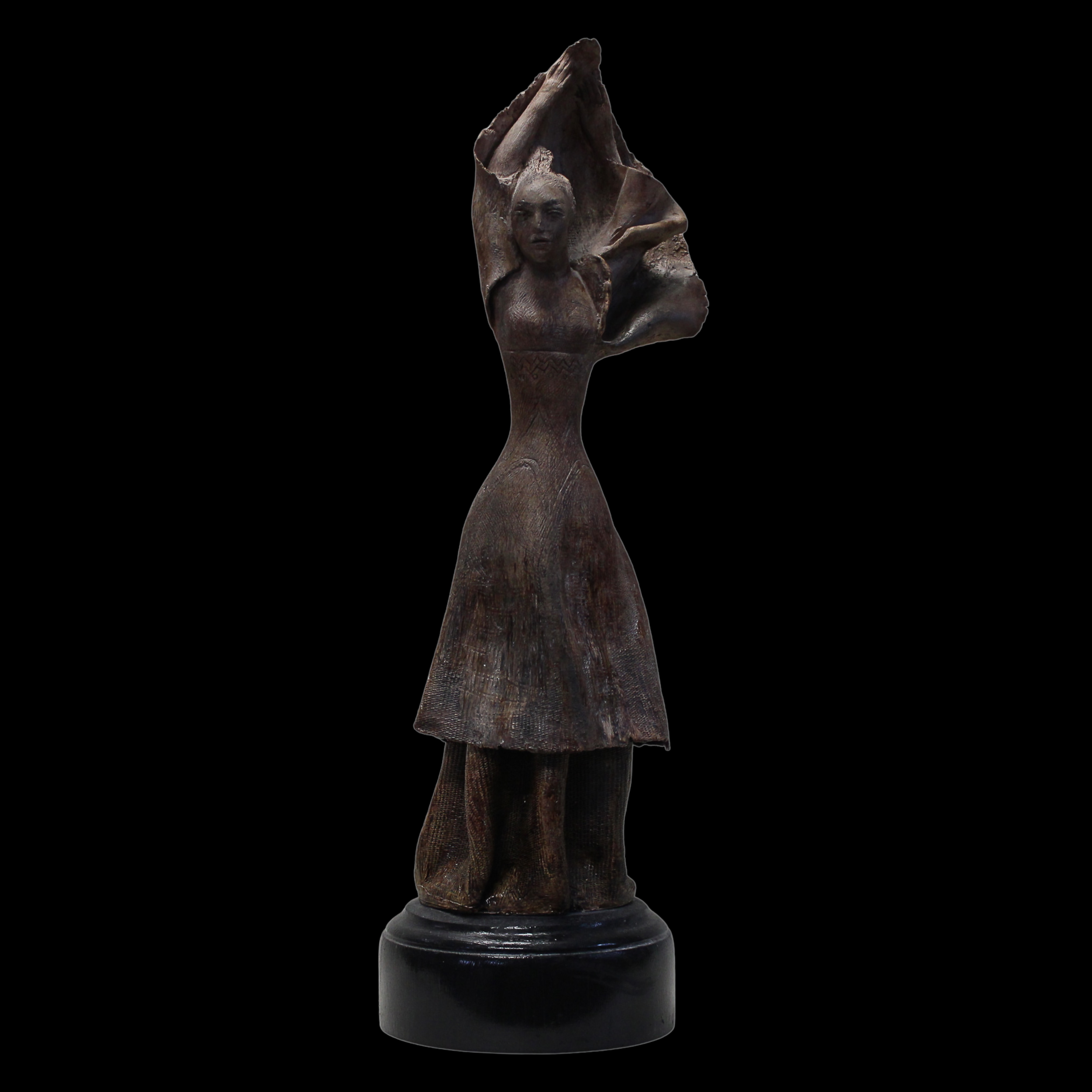 "Figure in Motion", terracotta on wood base, 20 × 6 × 6 in., 2016