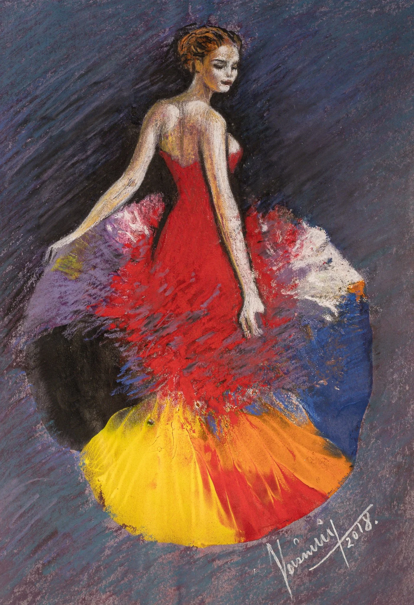 "Prismatic Muse Series", mixed media on paper, 9 × 12 in., 2018