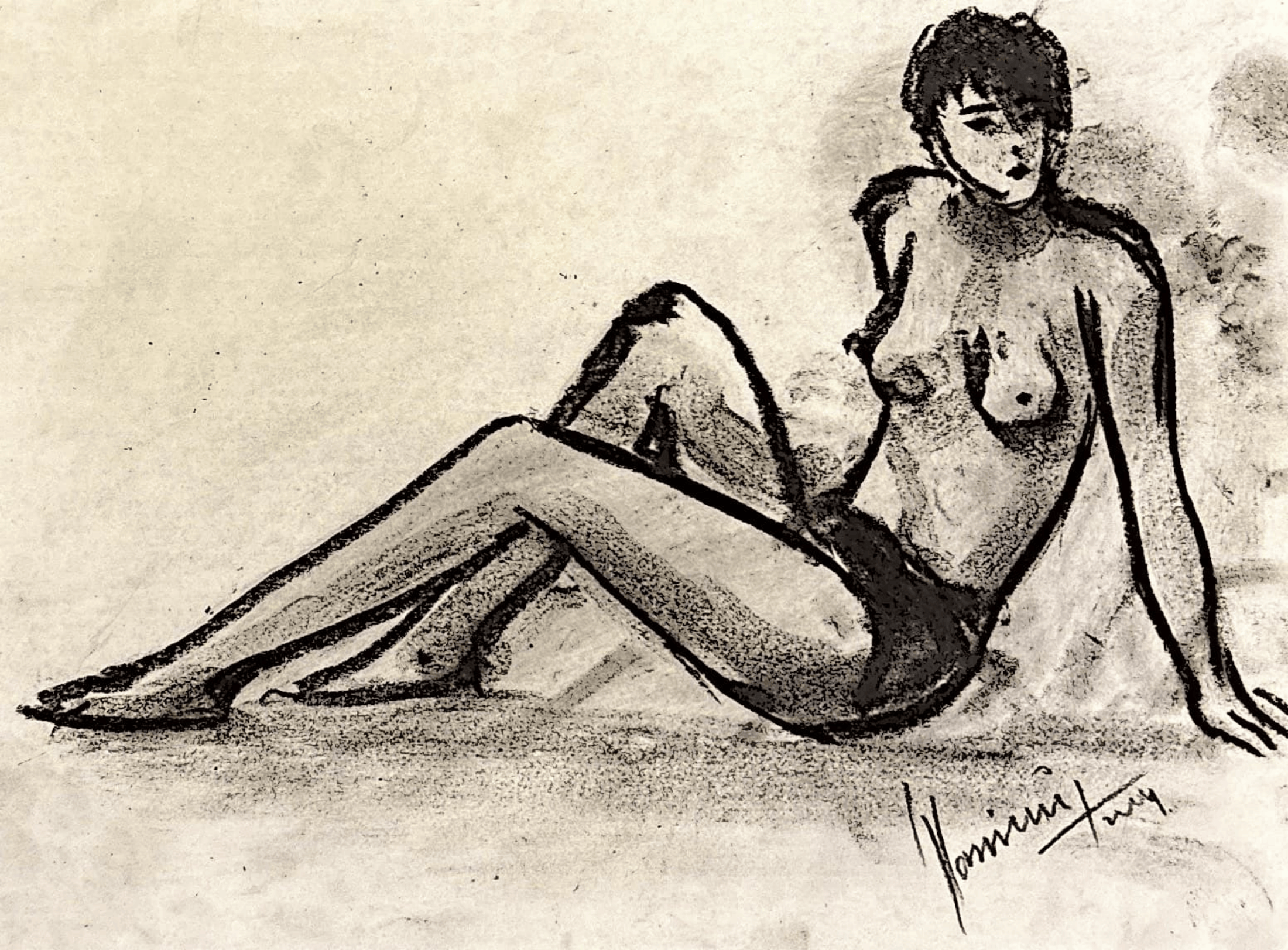 "Technical Warm-ups", charcoal on paper, 9 × 11.75 in., 2024