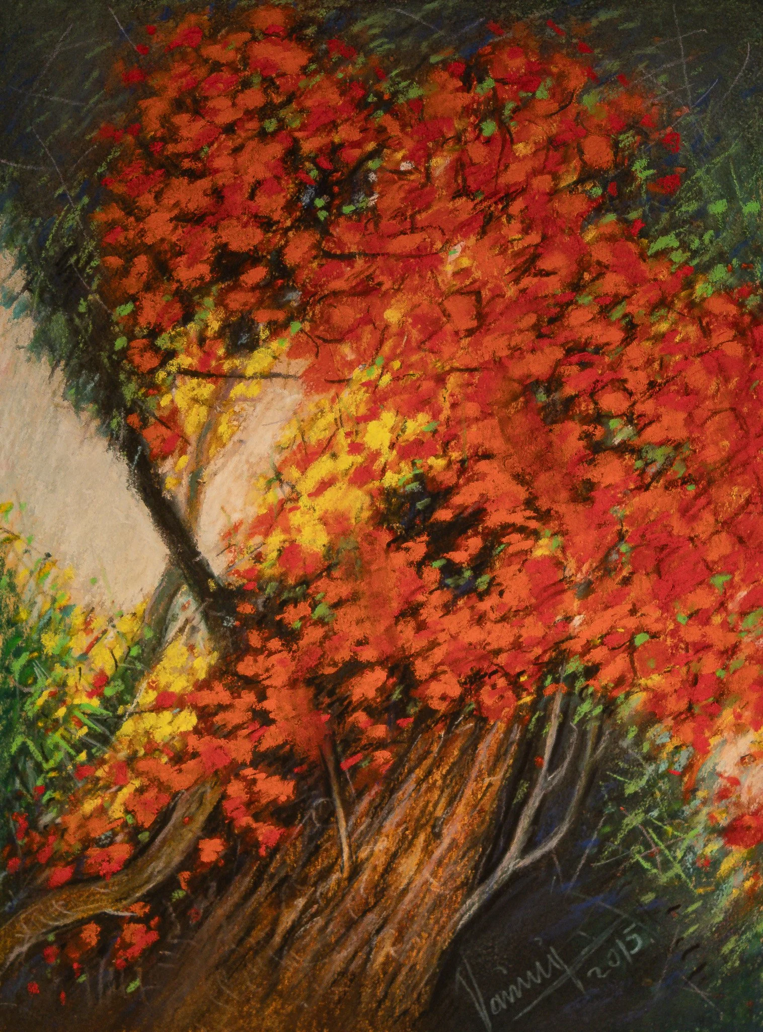 "Embers", pastel on paper, 9 × 12 in., 2015