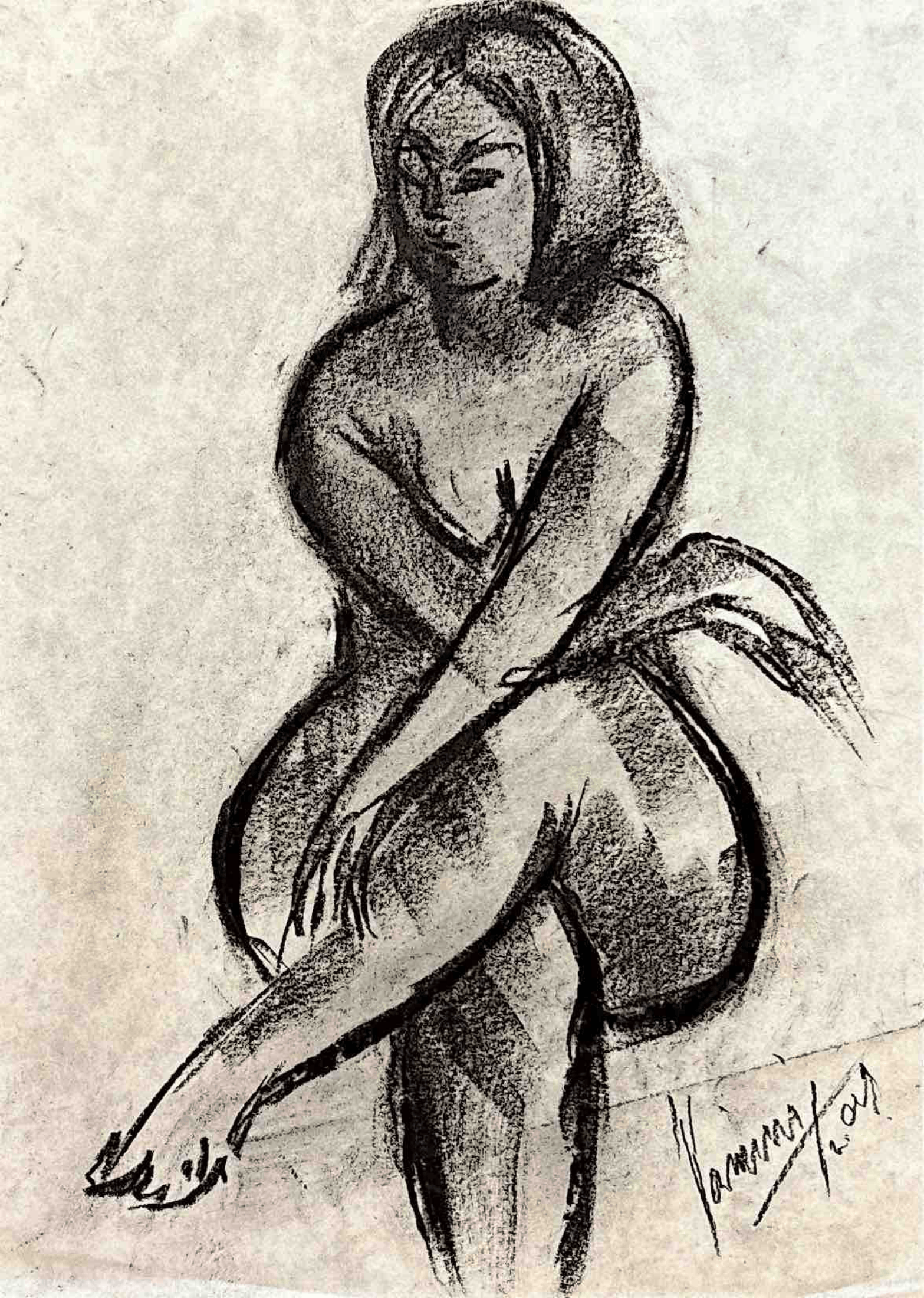 "Technical Warm-ups", charcoal on paper, 9 × 11.75 in., 2024