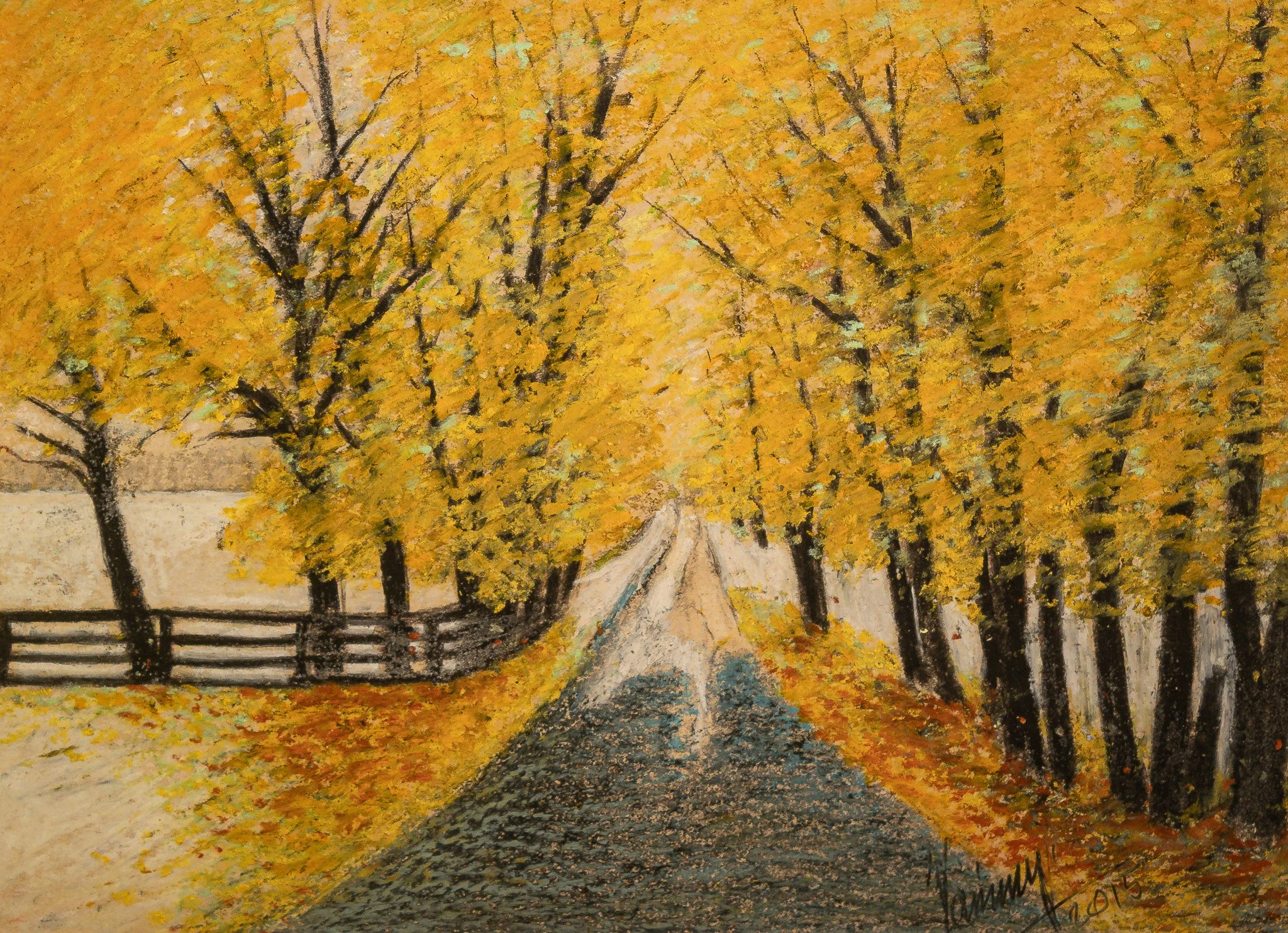 "Allée", pastel on paper, 9 × 12 in., 2015