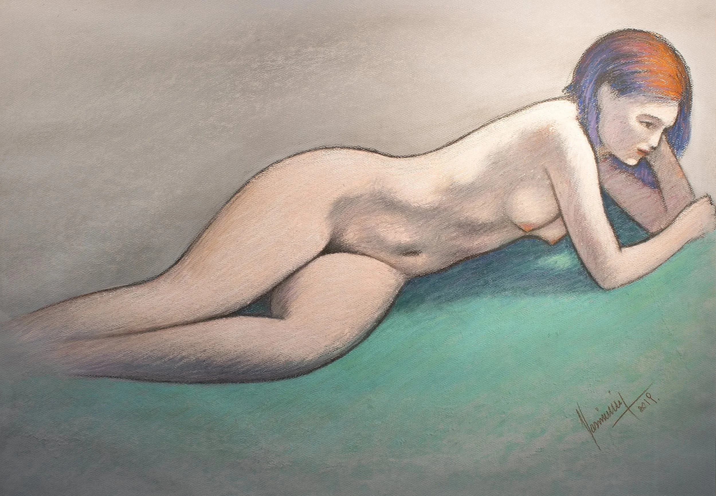 "Live Figure Studies", pastel on paper, 16 × 22 in., 2019