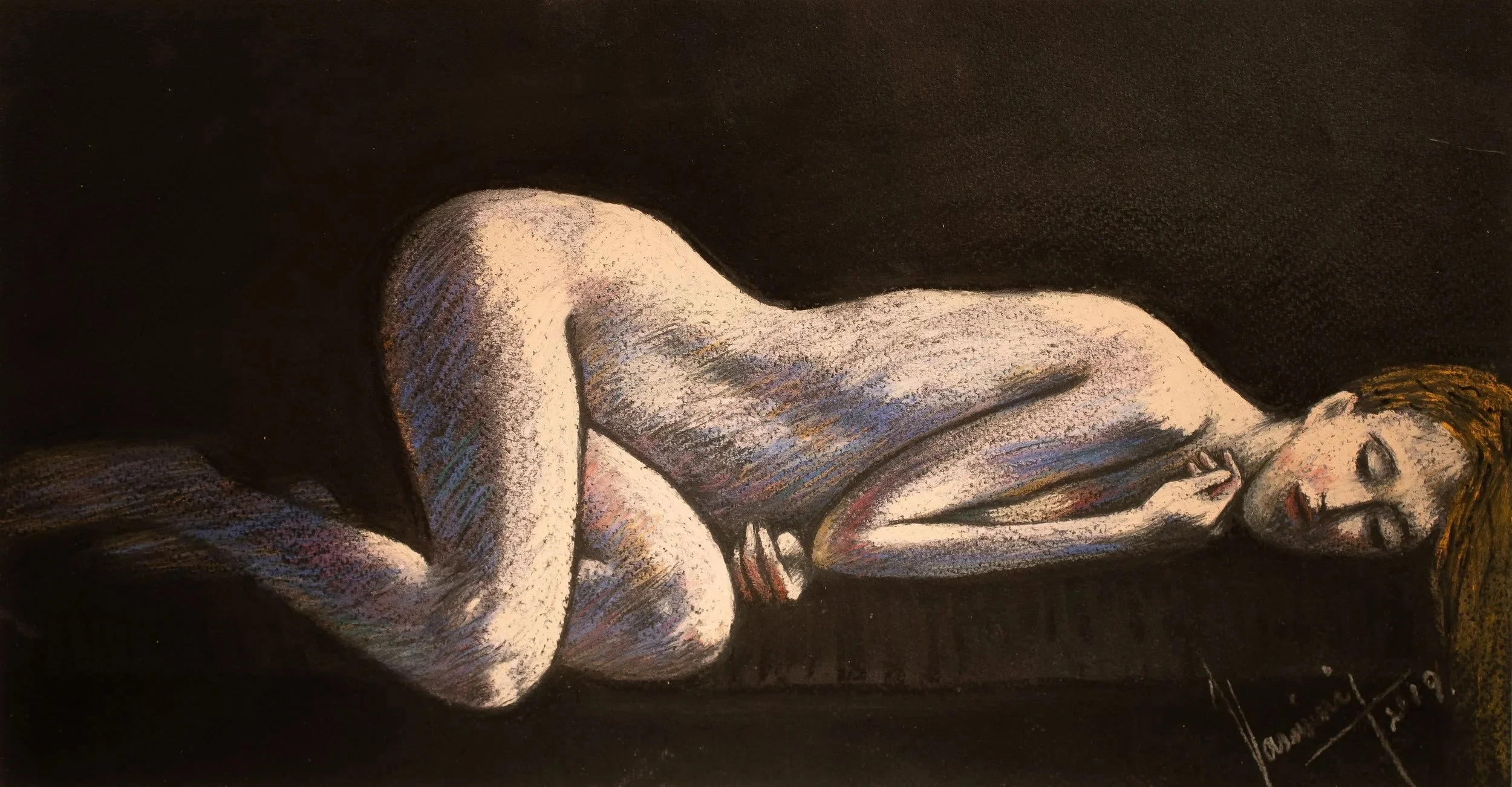 "Live Figure Studies", pastel on paper, 10 × 17 in., 2019