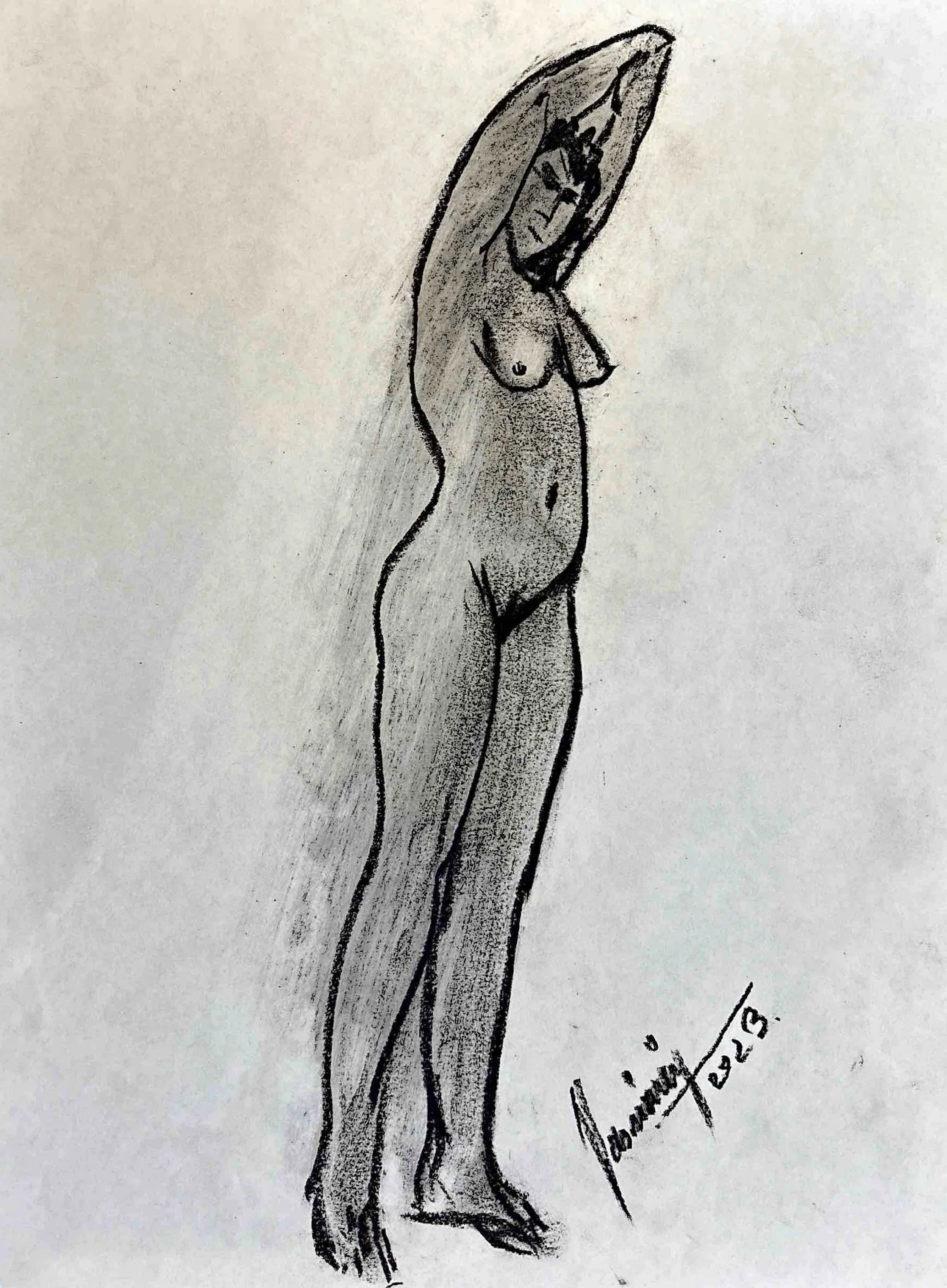 "Technical Warm-ups", charcoal on paper, 11 × 14 in., 2023