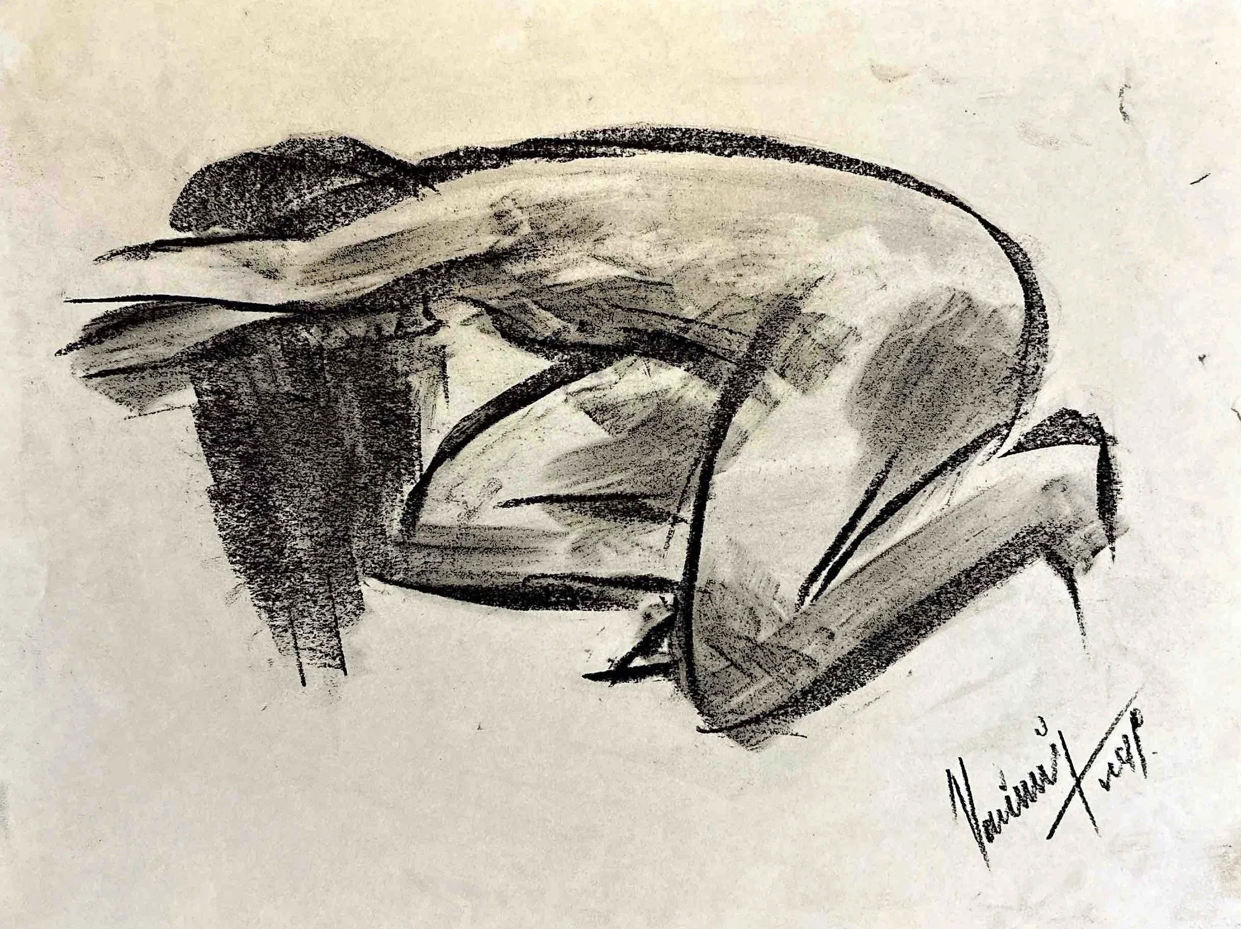 "Technical Warm-ups", charcoal on paper, 11 × 14 in., 2019