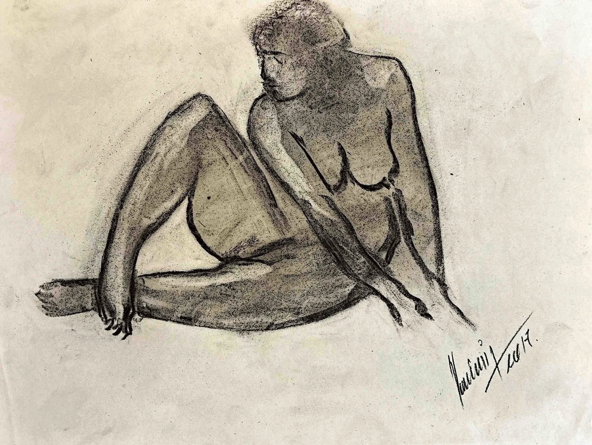 "Technical Warm-ups", charcoal on paper, 11 × 14 in., 2017