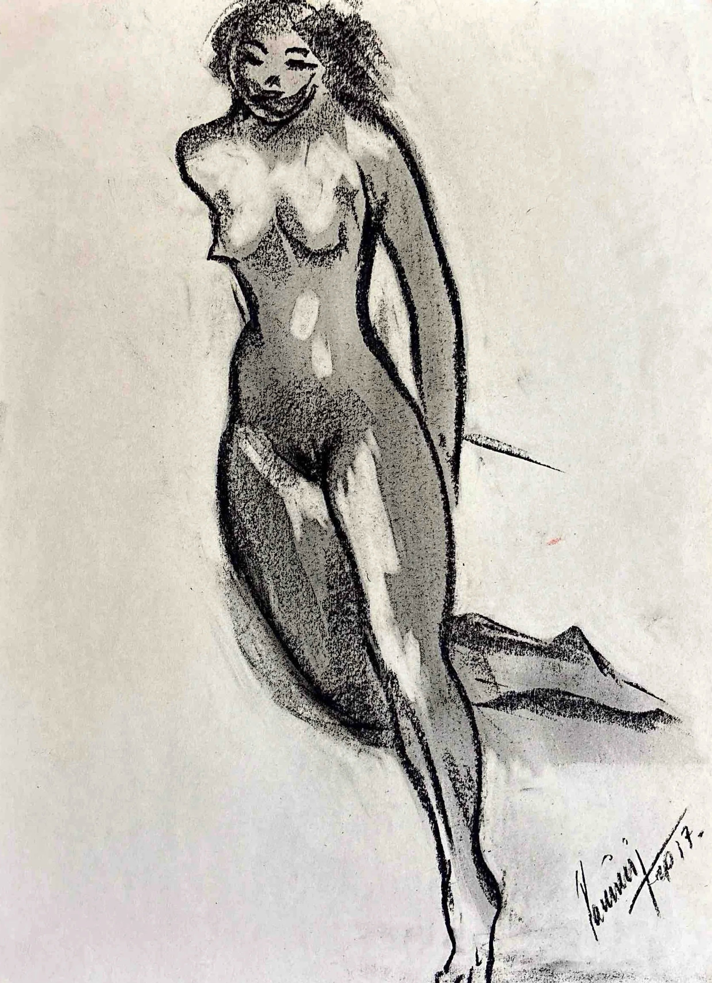 "Technical Warm-ups", charcoal on paper, 11 × 14 in., 2017