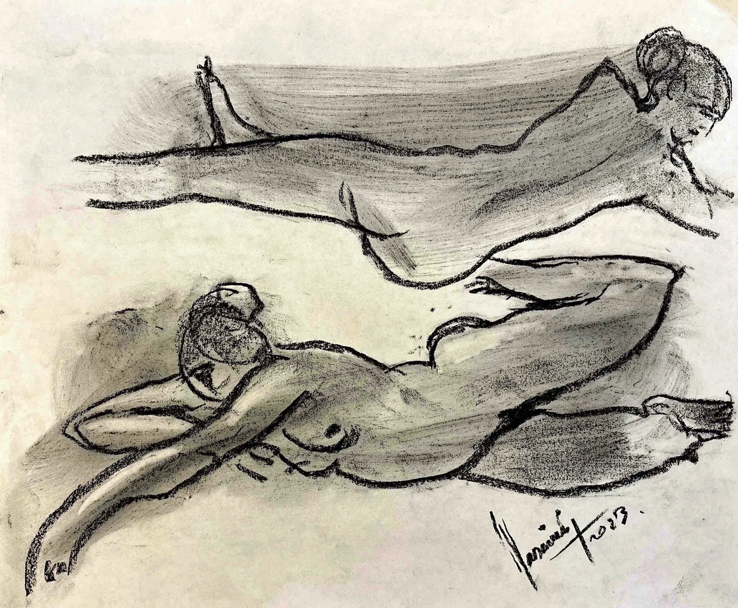 "Technical Warm-ups", charcoal on paper, 11 × 14 in., 2023