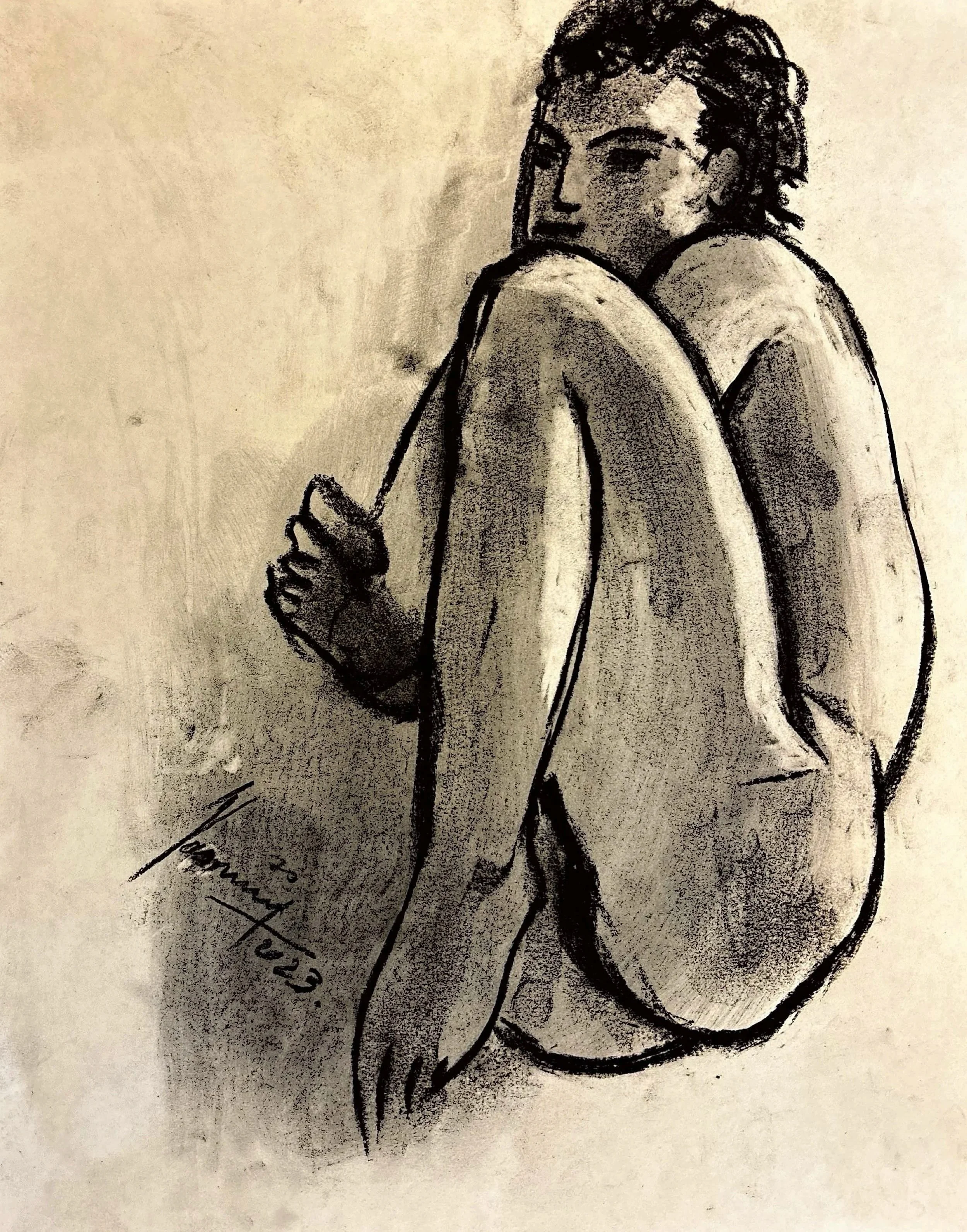 "Technical Warm-ups", charcoal on paper, 11 × 14 in., 2023