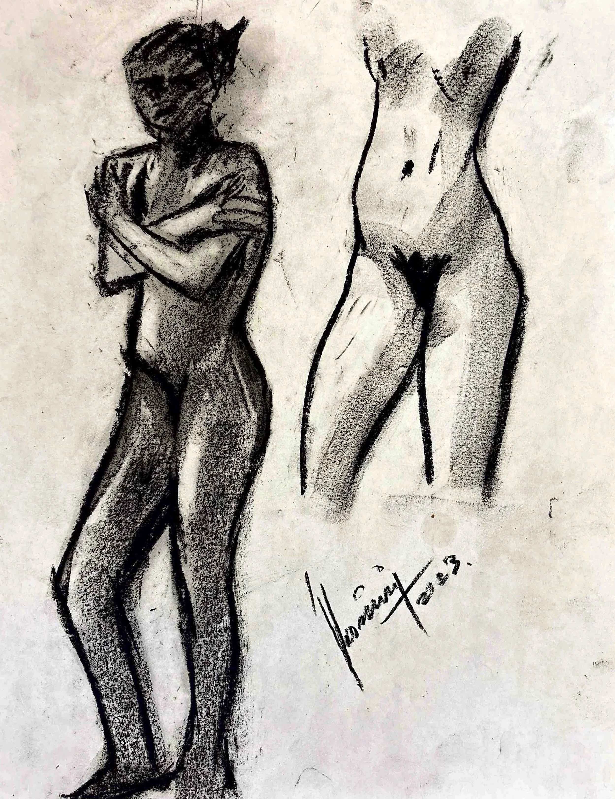 "Technical Warm-ups", charcoal on paper, 11 × 14 in., 2023