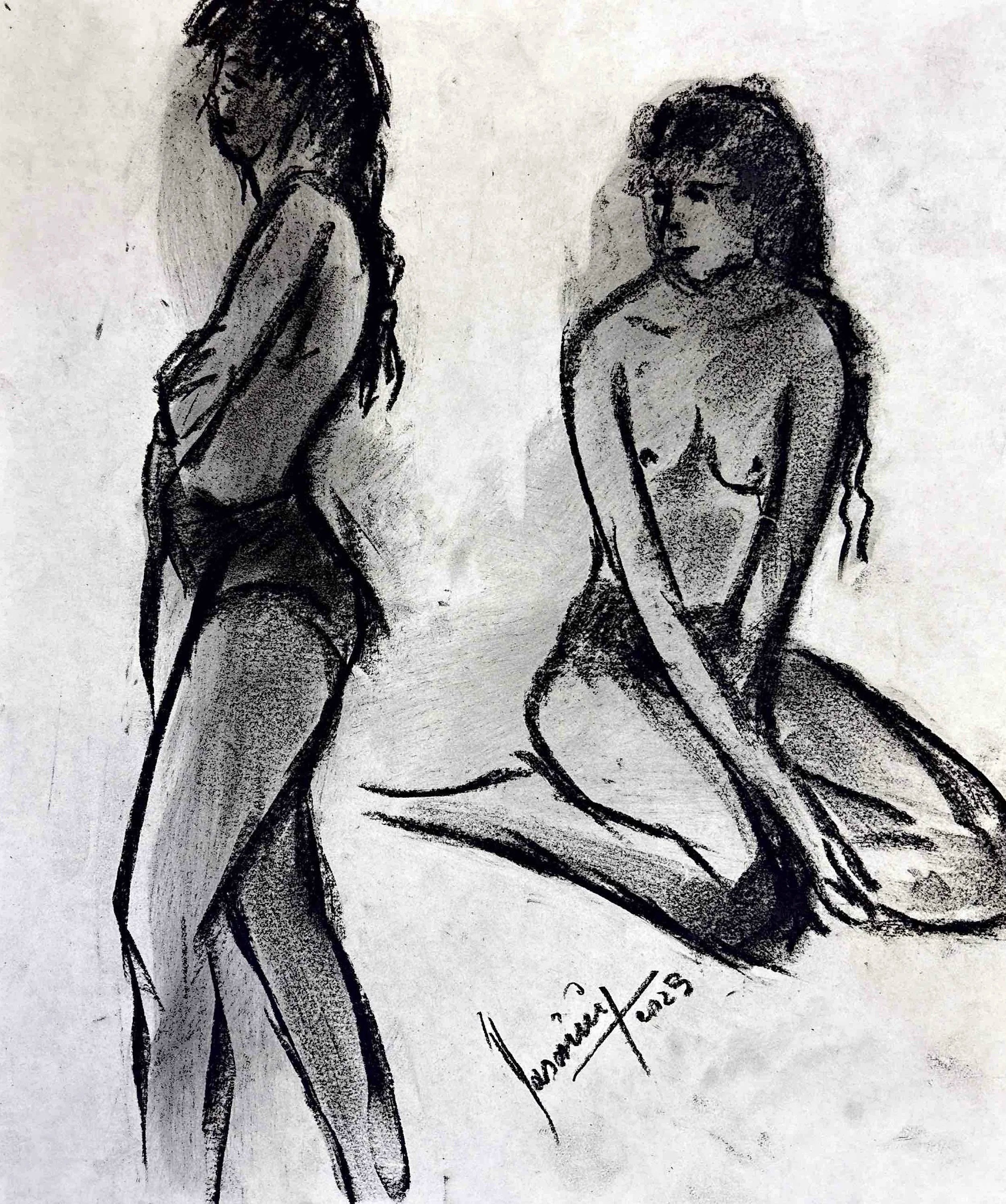 "Technical Warm-ups", charcoal on paper, 11 × 14 in., 2023