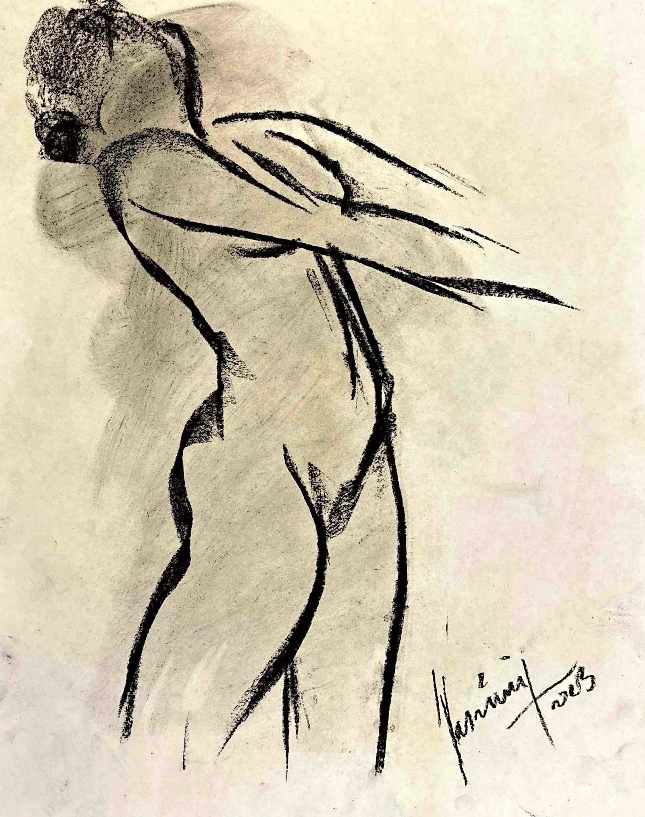 "Technical Warm-ups", charcoal on paper, 11 × 14 in., 2023