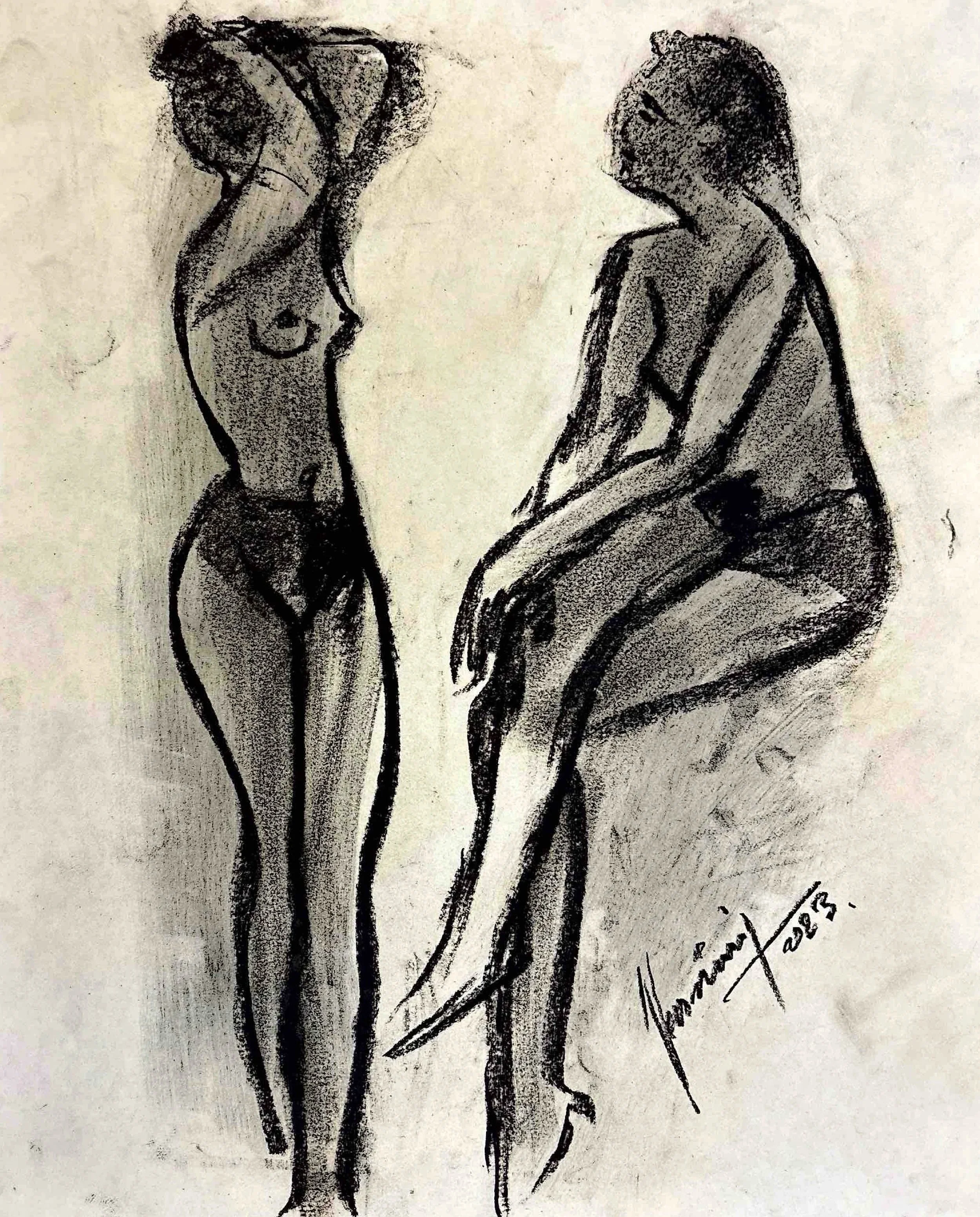 "Technical Warm-ups", charcoal on paper, 11 × 14 in., 2023