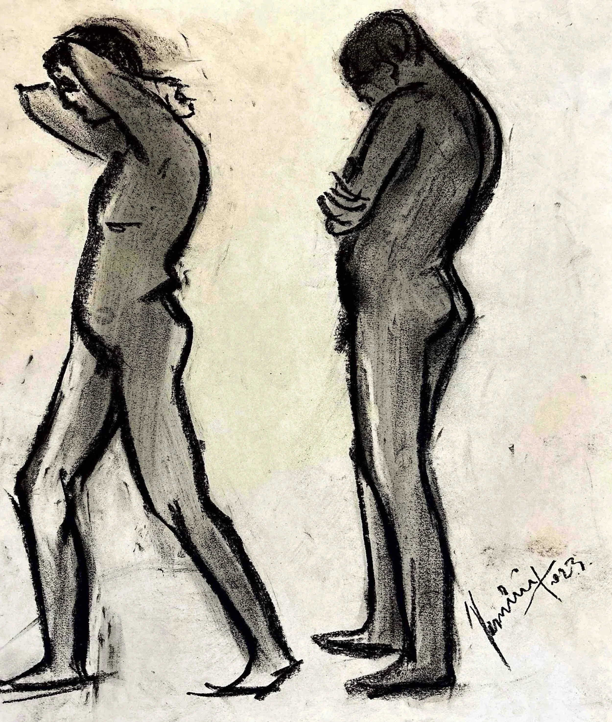 "Technical Warm-ups", charcoal on paper, 11 × 14 in., 2023