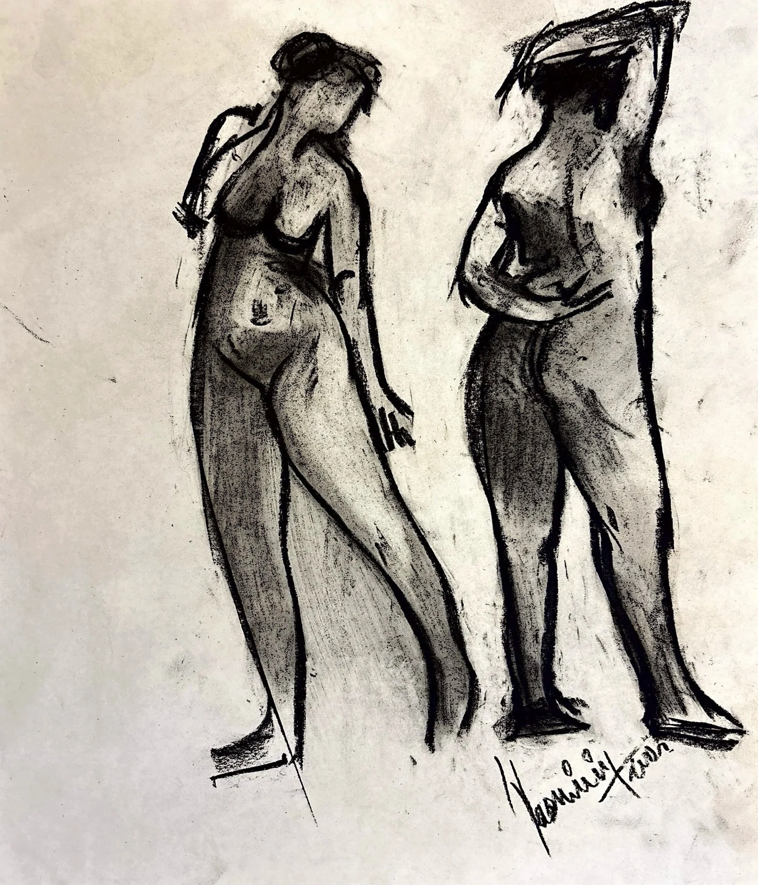 "Technical Warm-ups", charcoal on paper, 11 × 14 in., 2023
