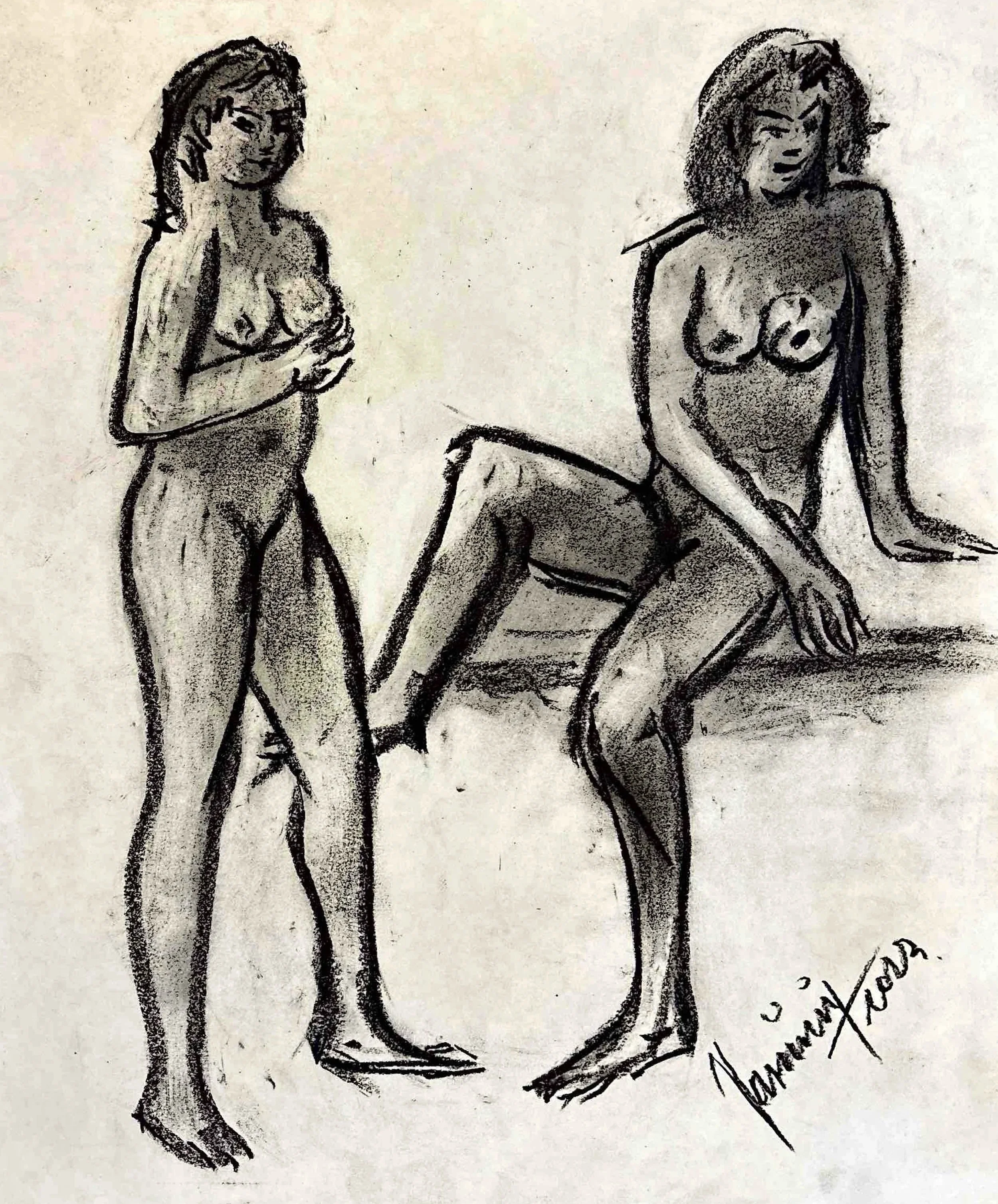 "Technical Warm-ups", charcoal on paper, 11 × 14 in., 2023