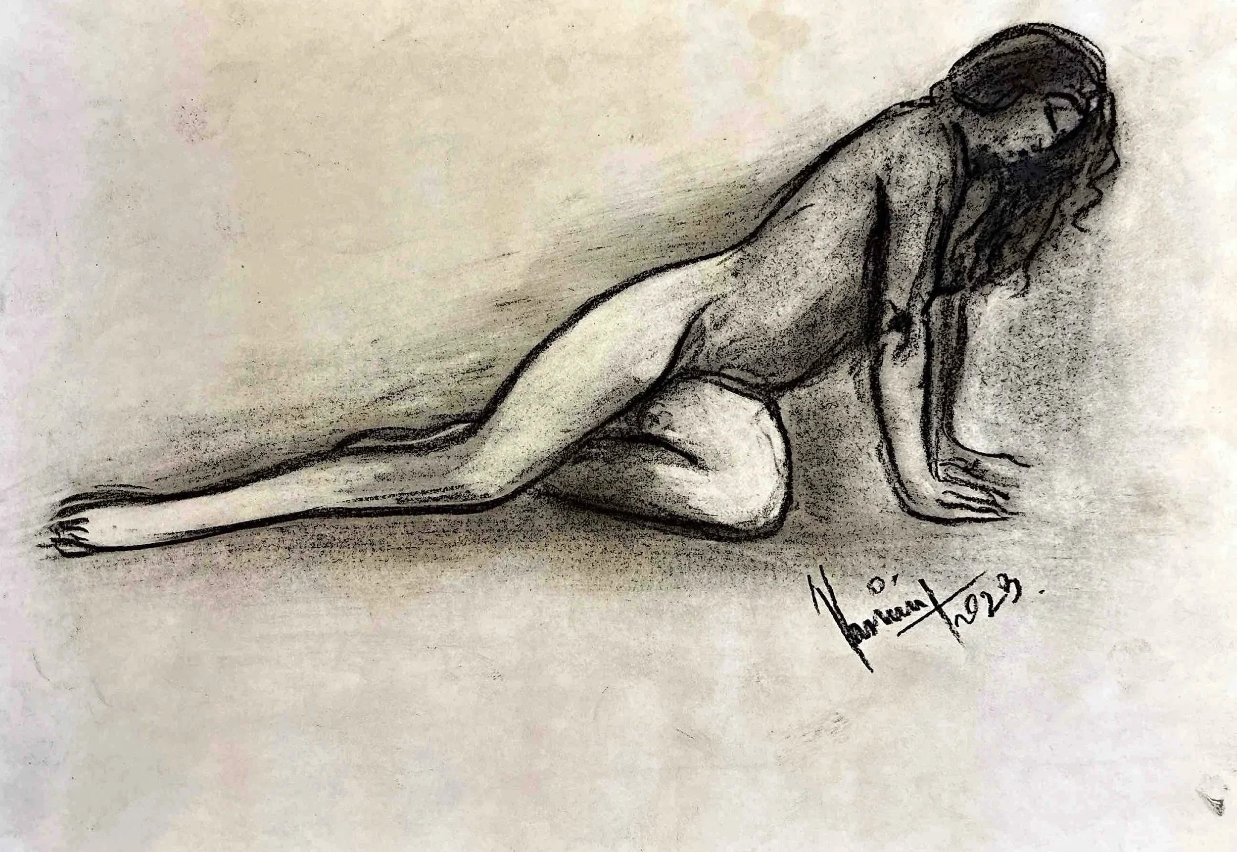 "Technical Warm-ups", charcoal on paper, 11 × 14 in., 2023