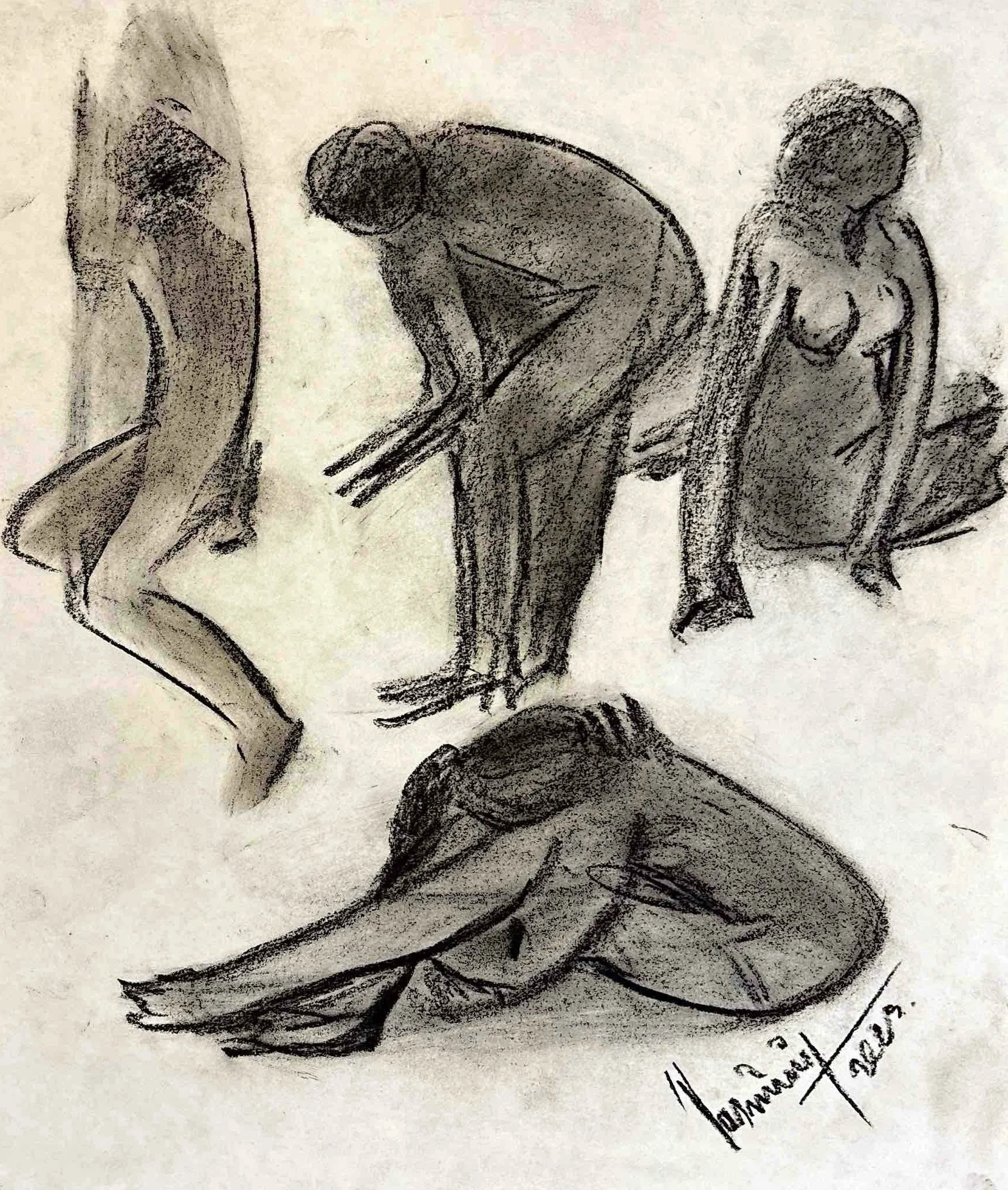 "Technical Warm-ups", charcoal on paper, 11 × 14 in., 2023