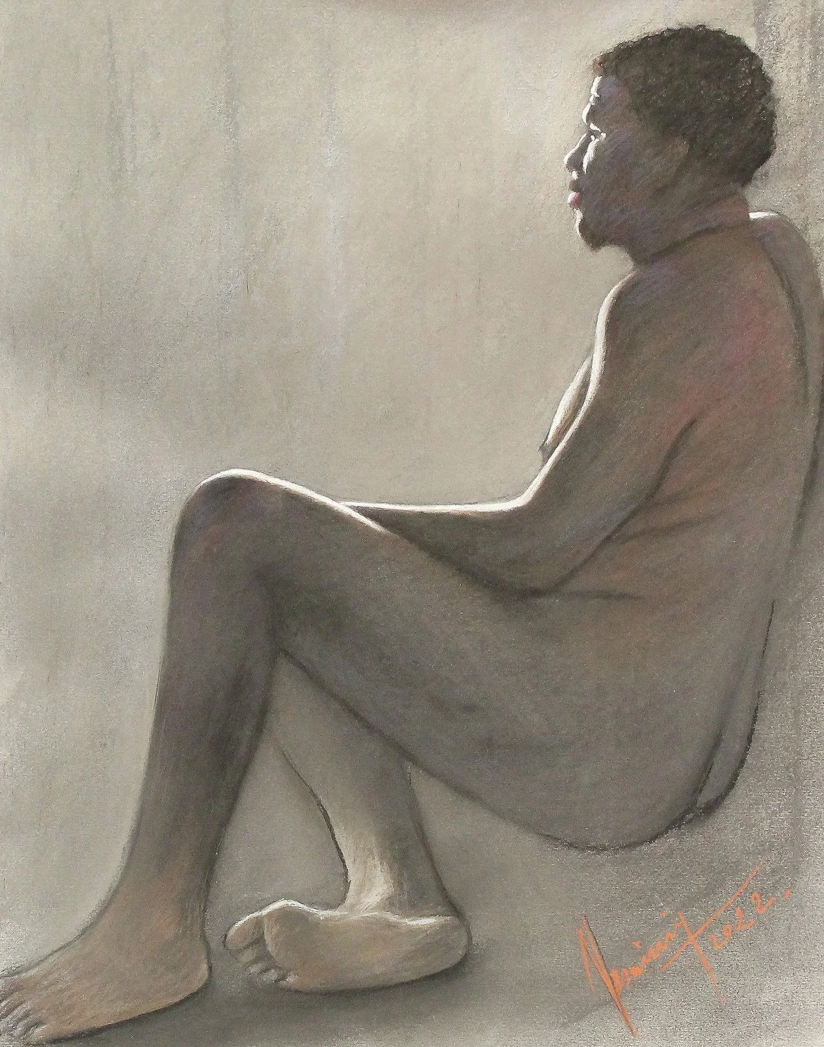 "Ponder", pencil on paper, 14 × 18 in., 2022