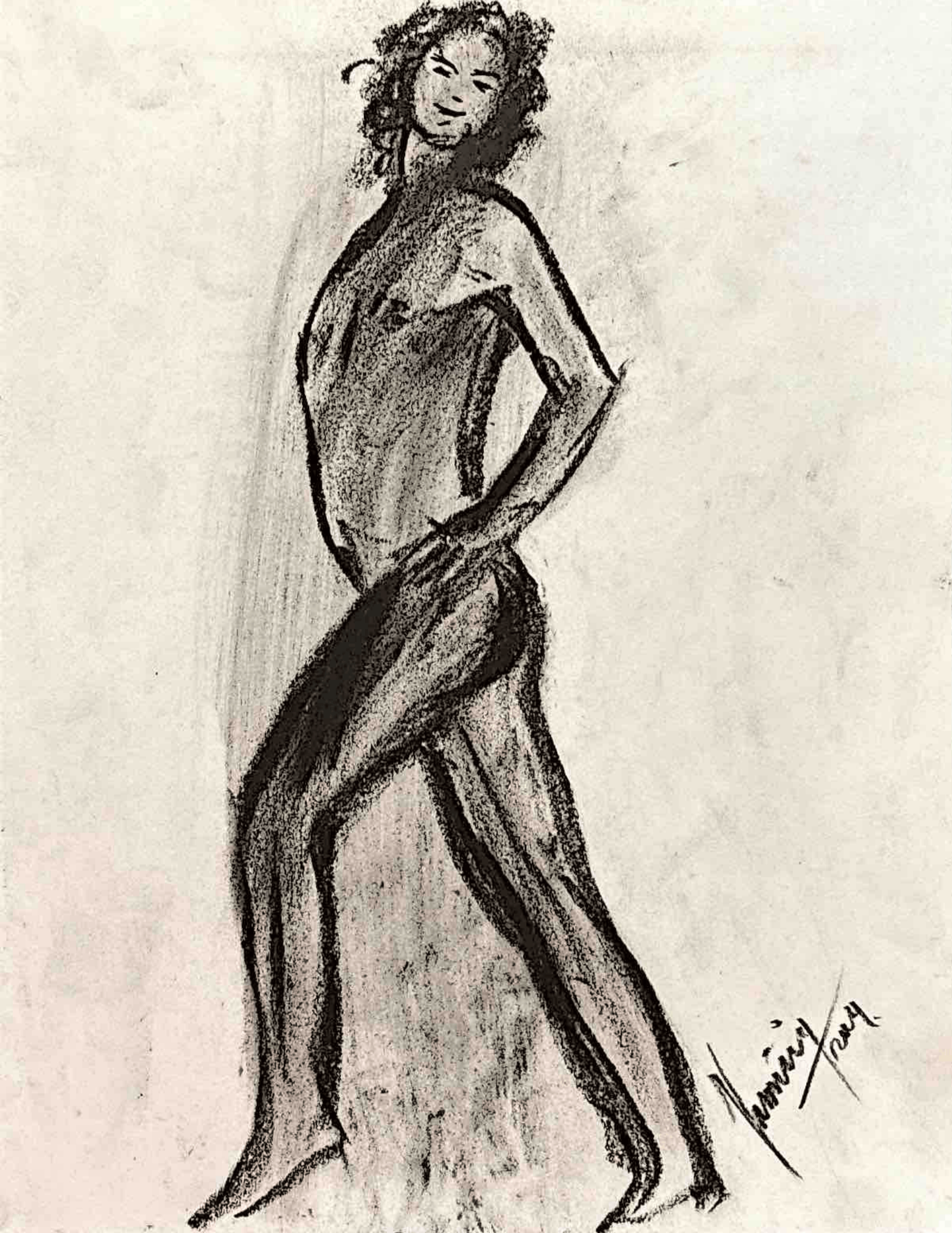 "Technical Warm-ups", charcoal on paper, 9 × 11.75 in., 2024