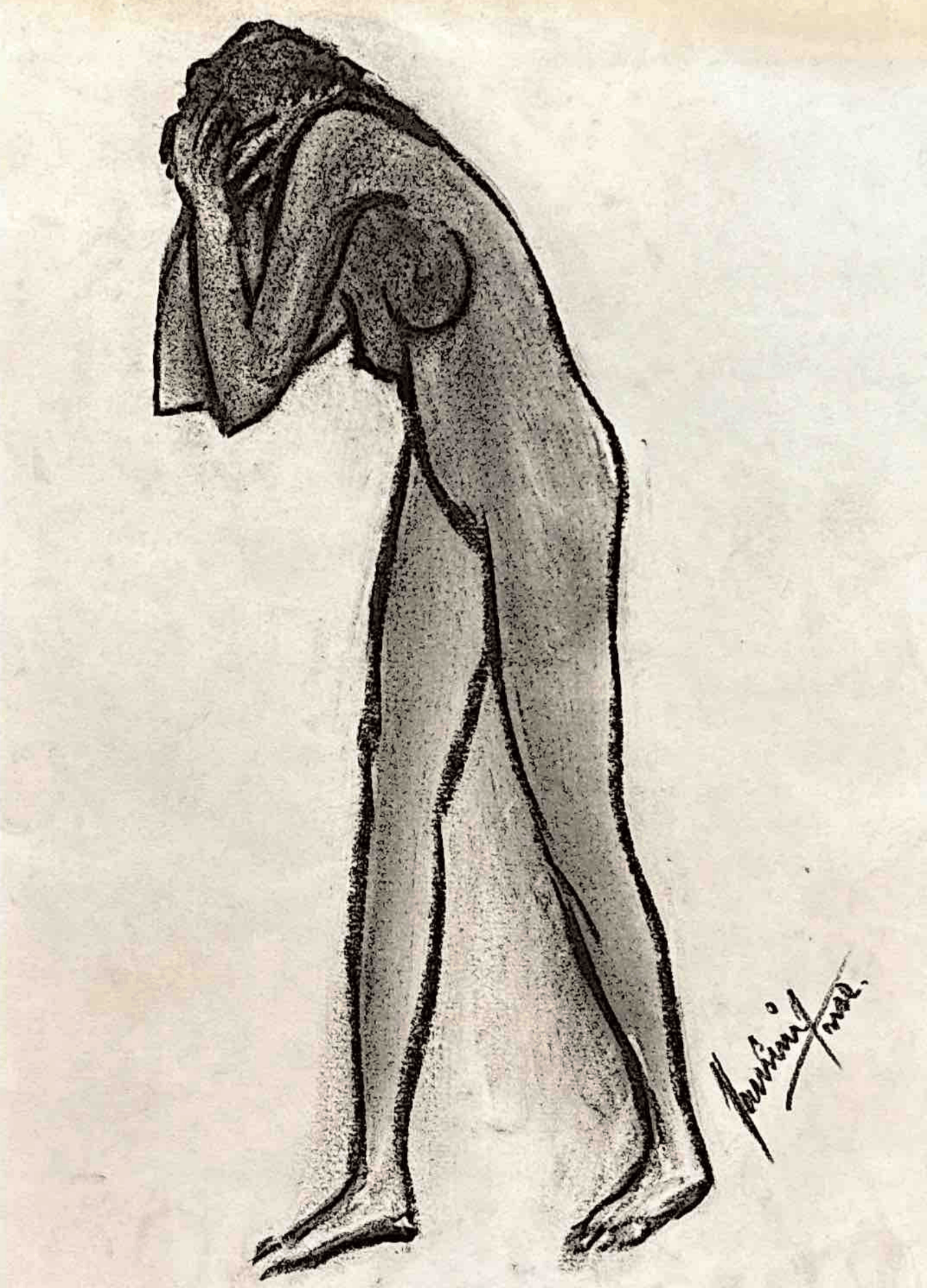 "Technical Warm-ups", charcoal on paper, 9 × 11.75 in., 2022