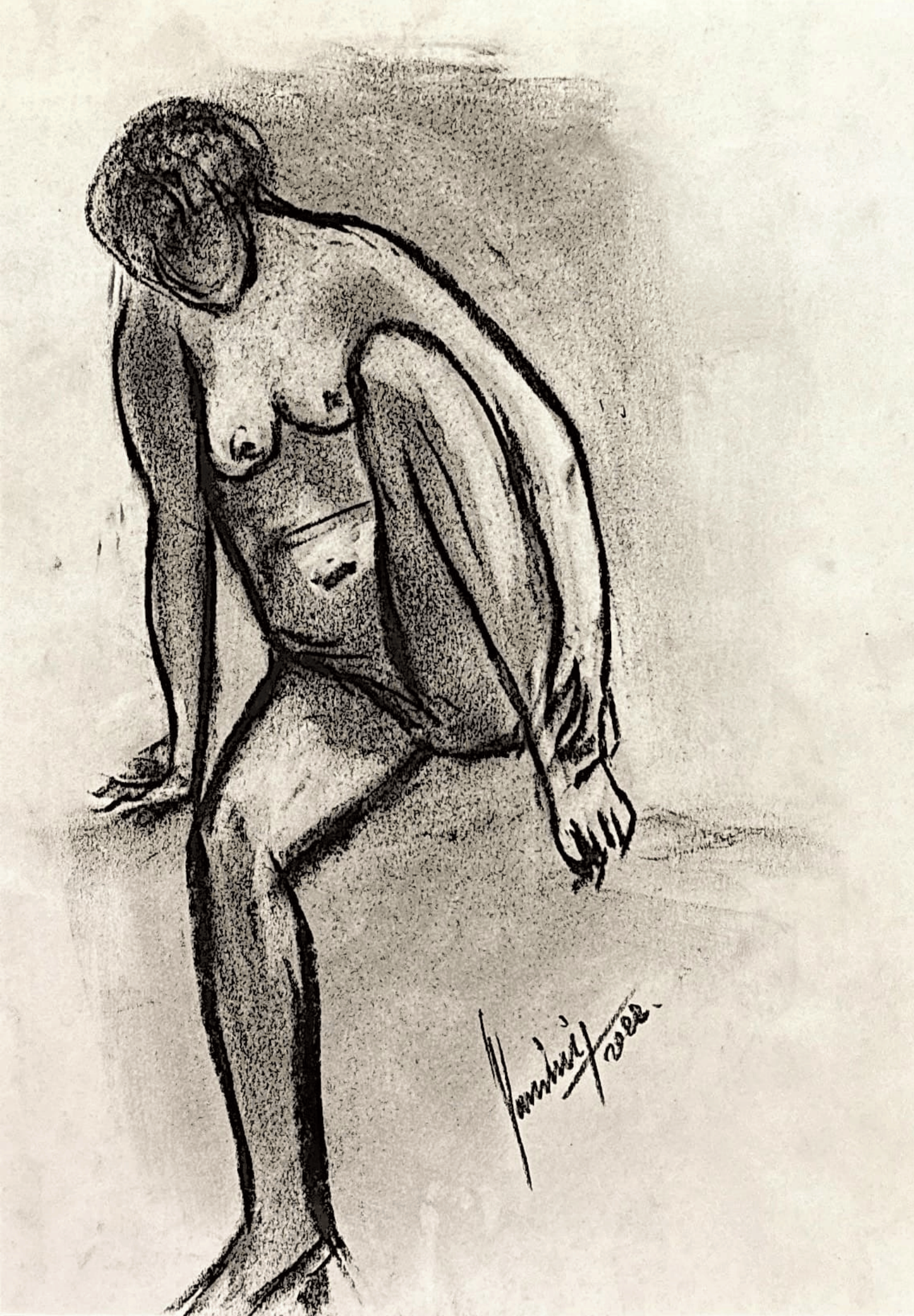 "Technical Warm-ups", charcoal on paper, 9 × 11.75 in., 2022