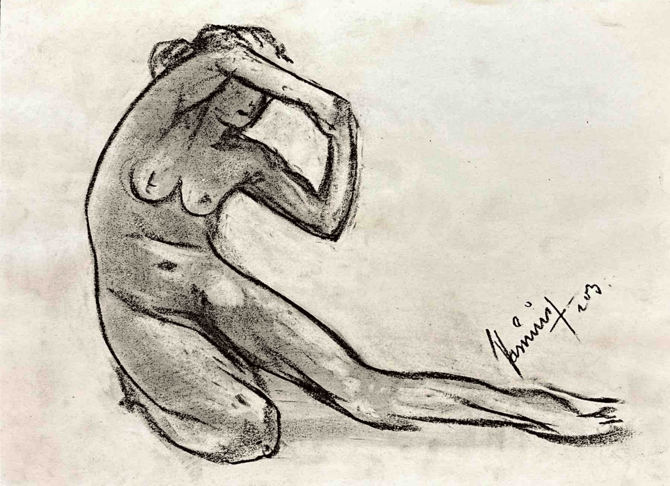 "Technical Warm-ups", charcoal on paper, 9 × 11.75 in., 2023
