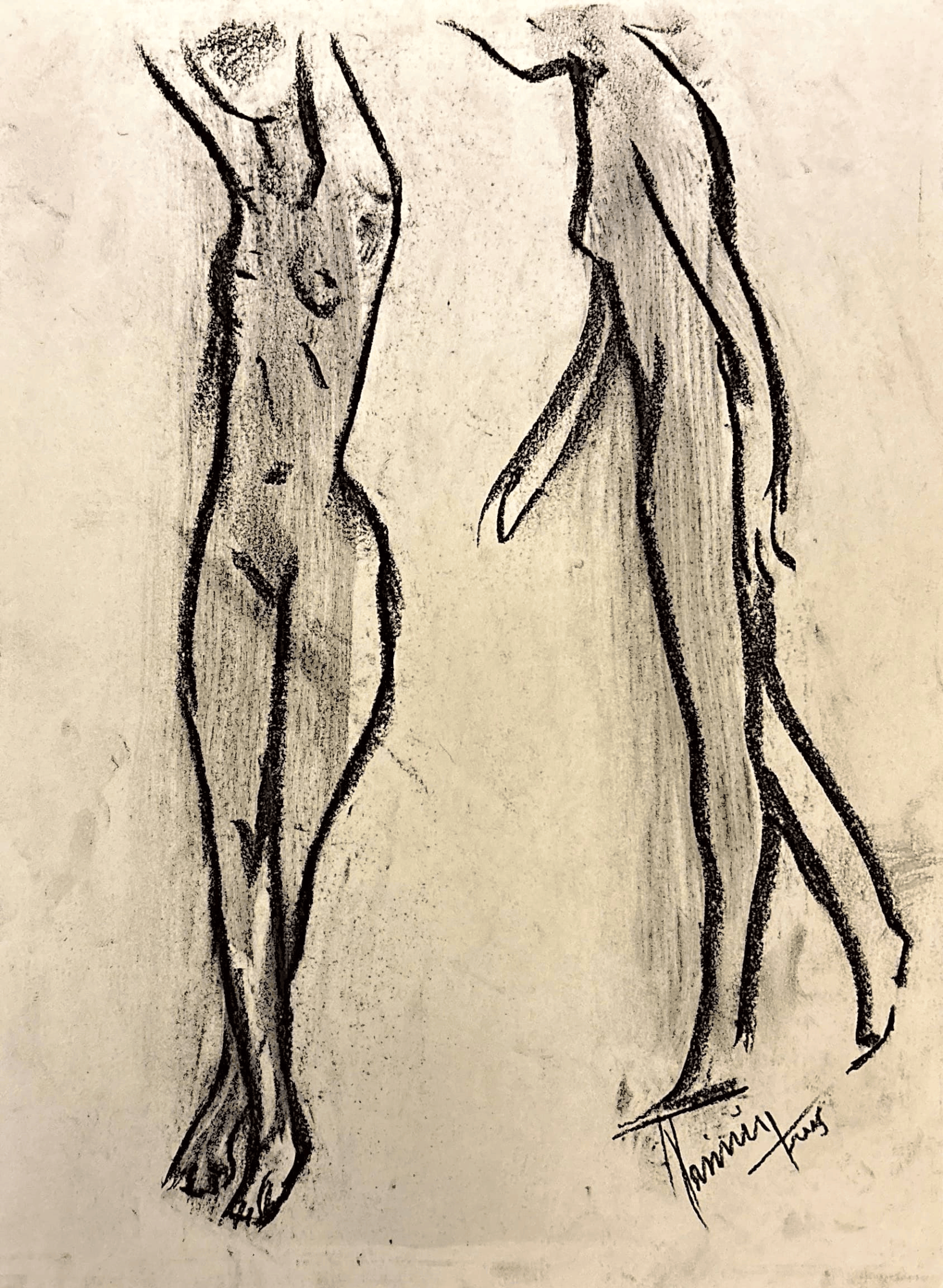 "Technical Warm-ups", charcoal on paper, 9 × 11.75 in., 2025