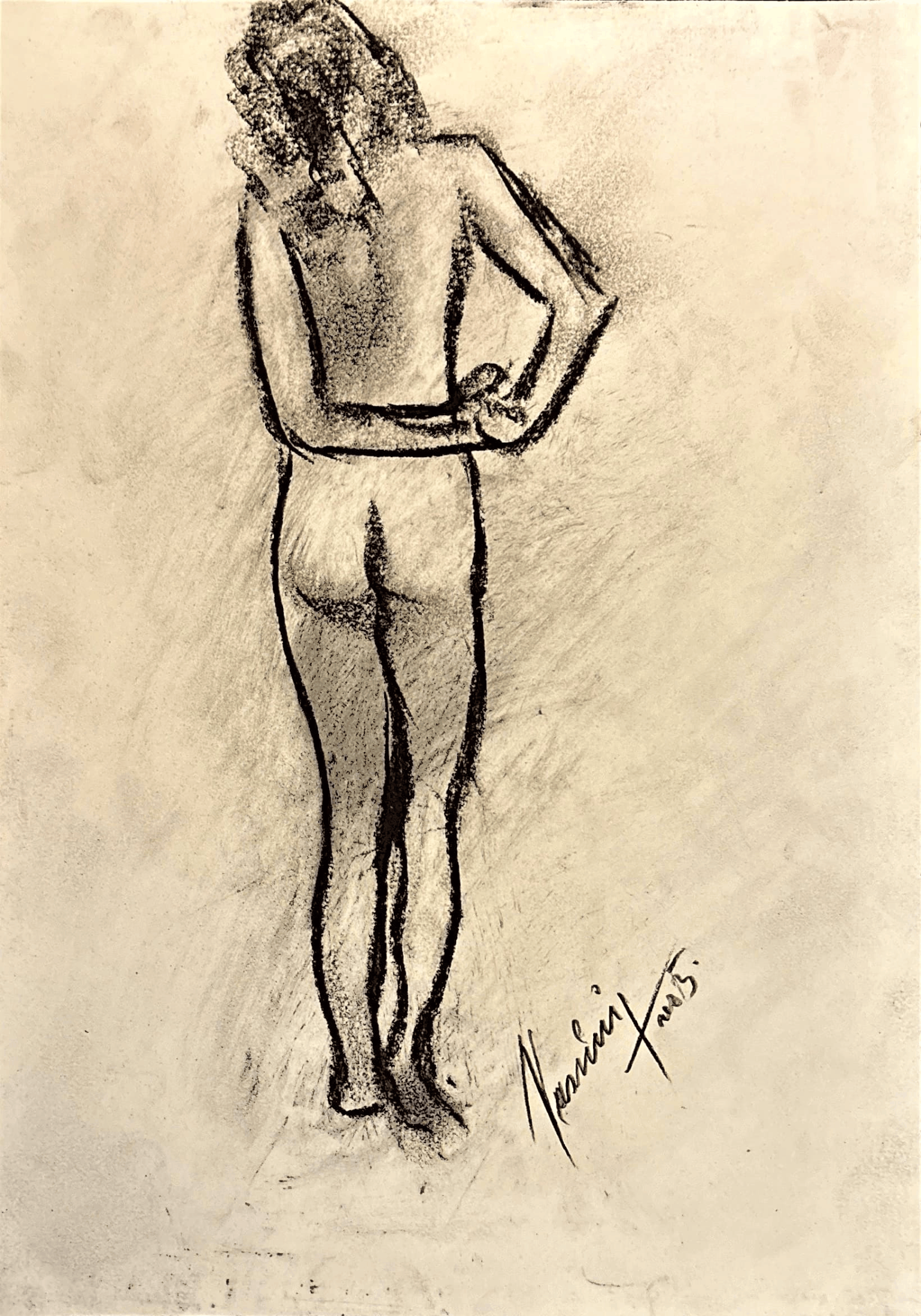 "Technical Warm-ups", charcoal on paper, 9 × 11.75 in., 2025