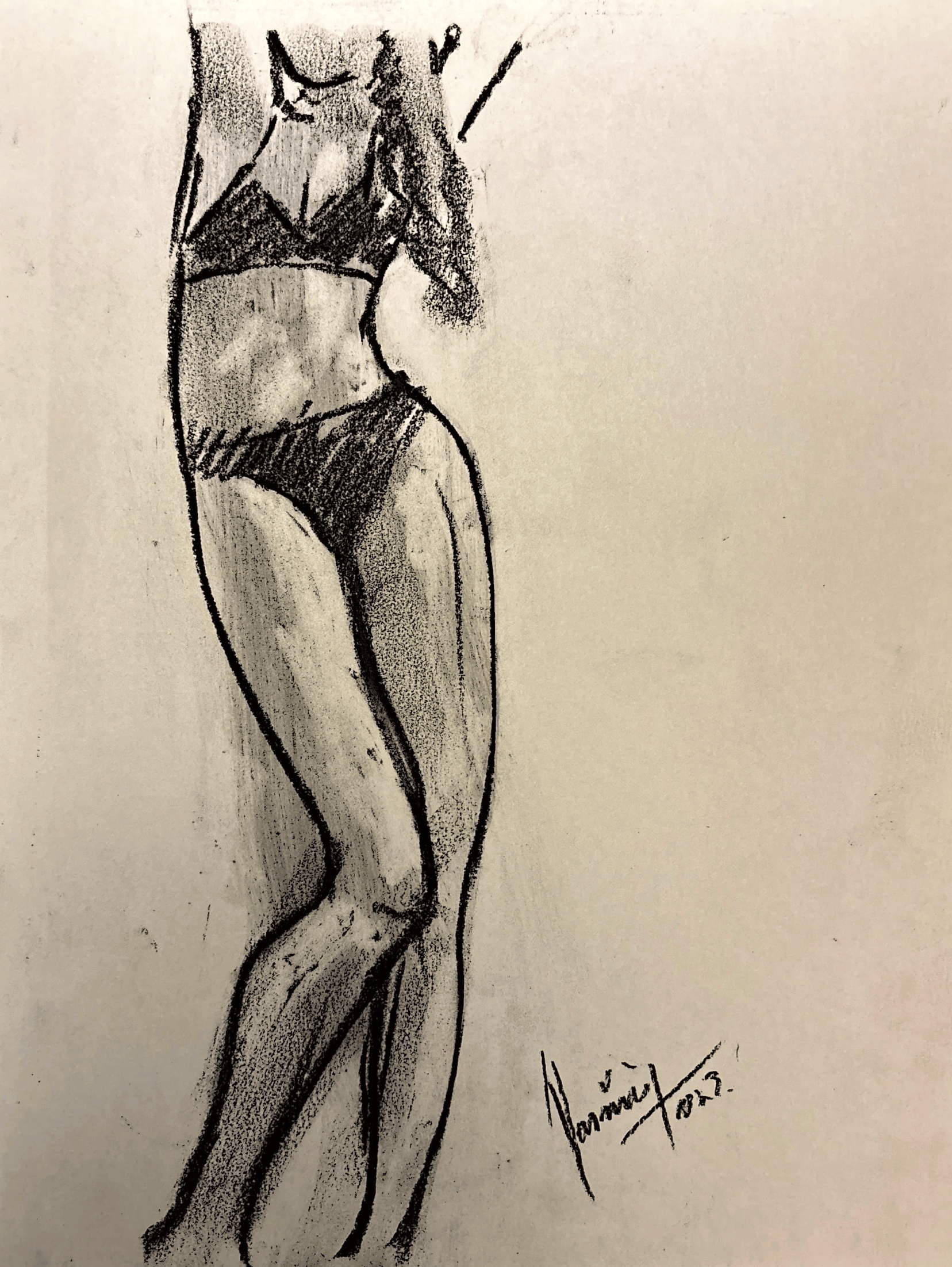 "Technical Warm-ups", charcoal on paper, 9 × 11.75 in., 2025