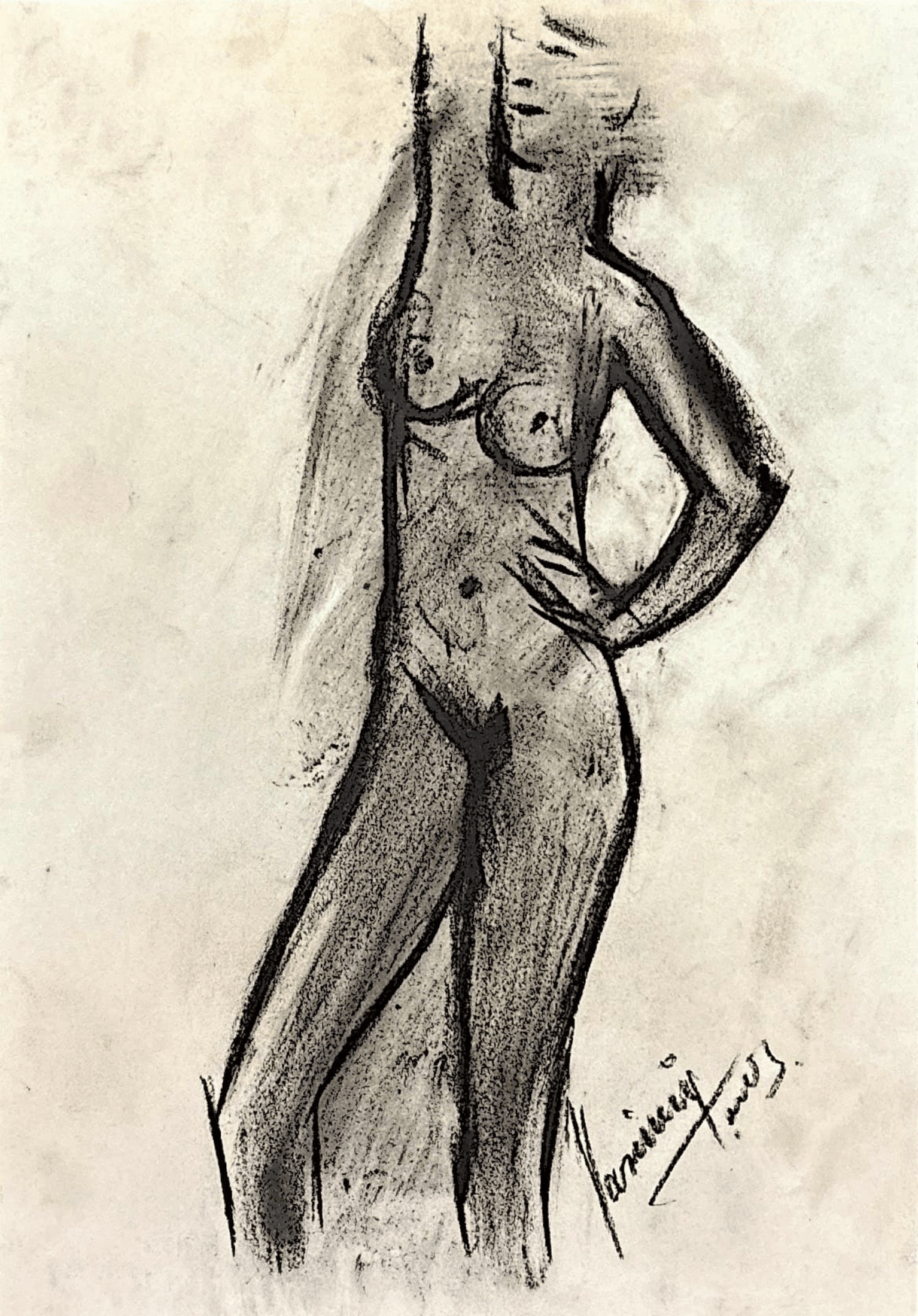 "Technical Warm-ups", charcoal on paper, 9 × 11.75 in., 2023