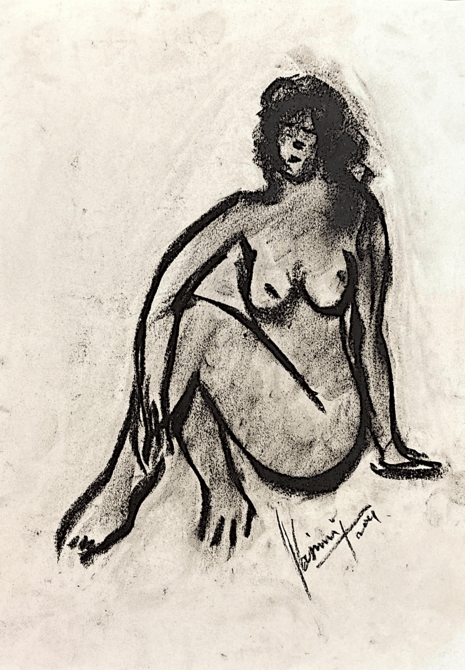 "Technical Warm-ups", charcoal on paper, 9 × 11.75 in., 2024