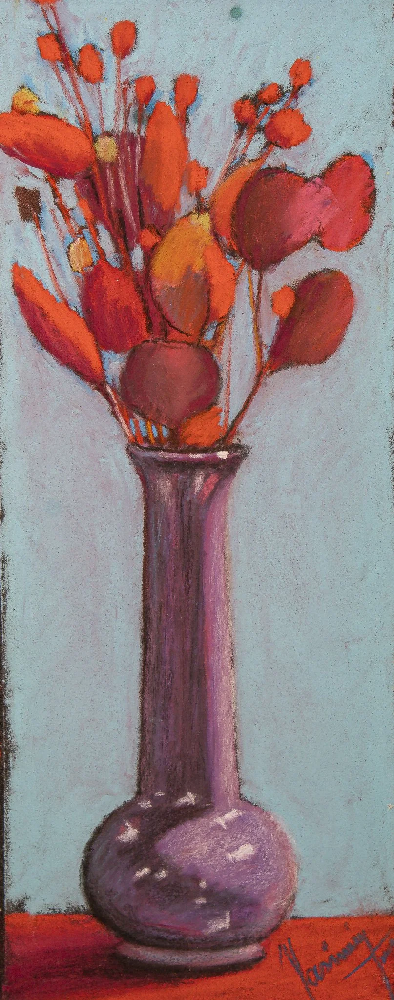 "Cerulean and Rust", pastel on paper, 4 × 9 in., 2019
