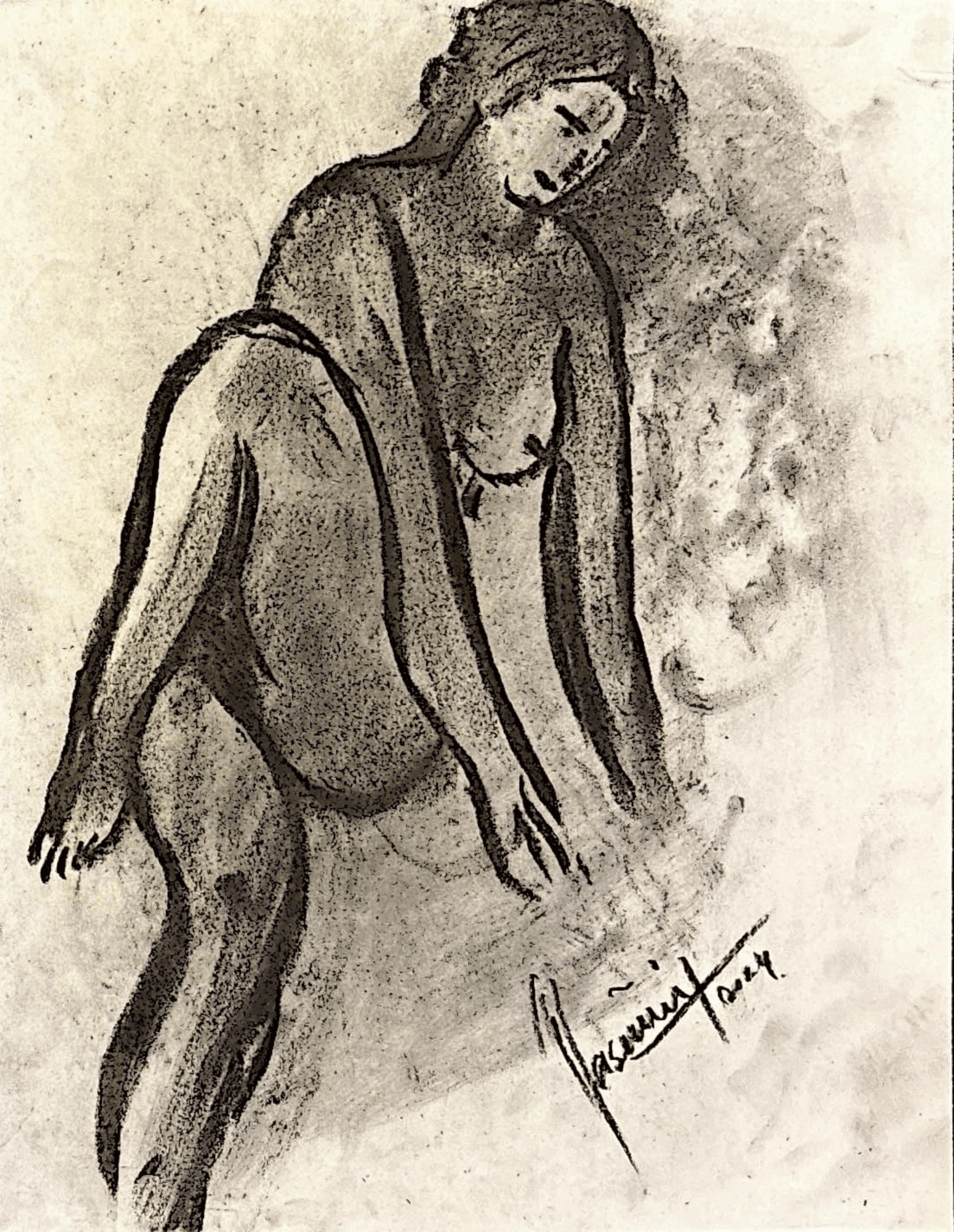 "Technical Warm-ups", charcoal on paper, 9 × 11.75 in., 2024