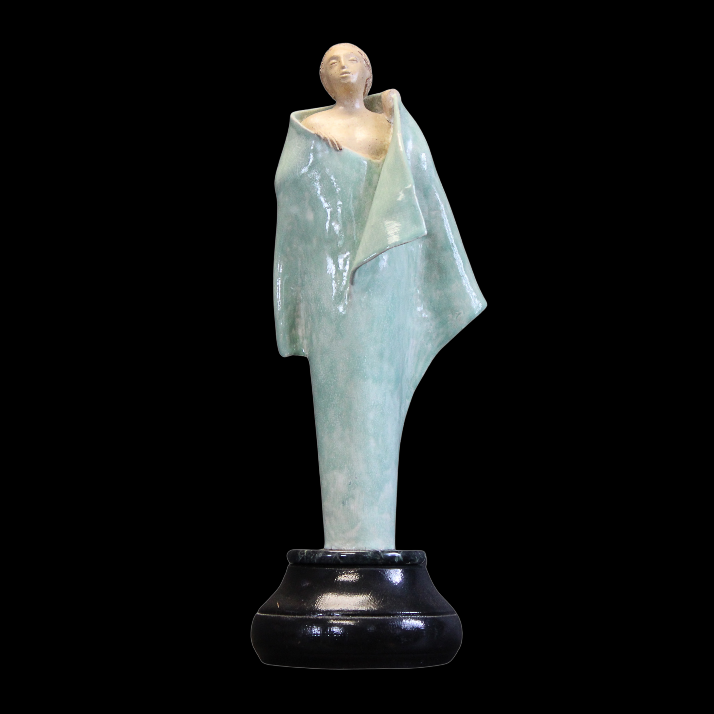 "Draped", porcelain on wood base, 18 × 7 × 6 in., 2015