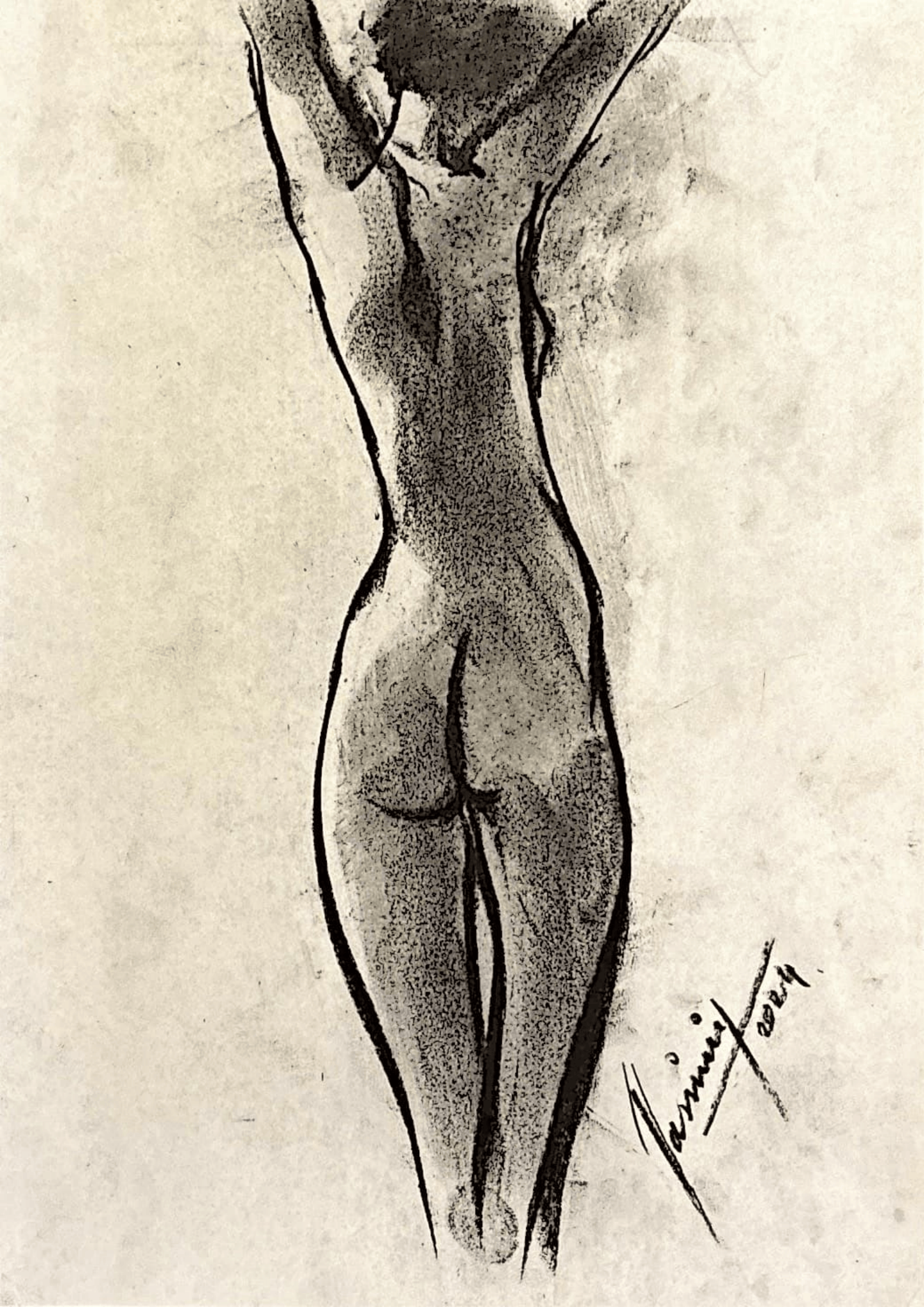 "Technical Warm-ups", charcoal on paper, 9 × 11.75 in., 2024