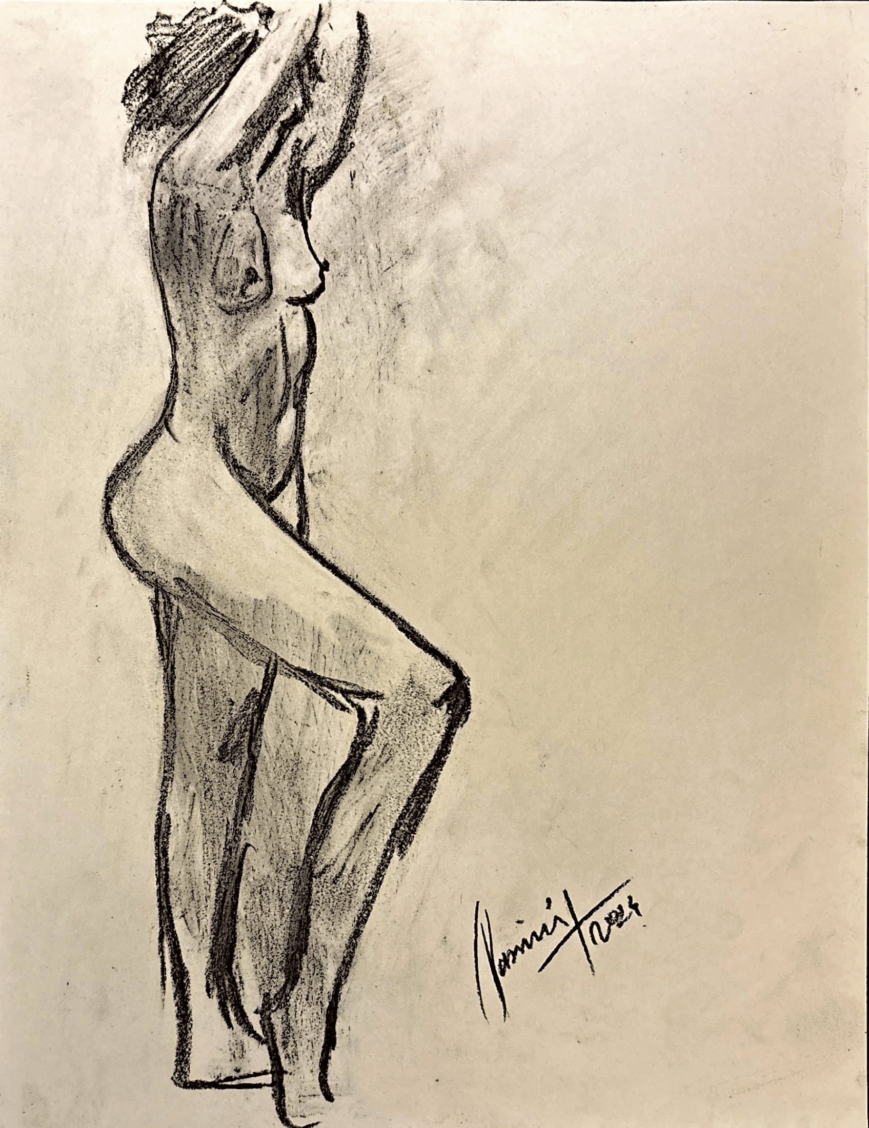 "Technical Warm-ups", charcoal on paper, 9 × 11.75 in., 2025