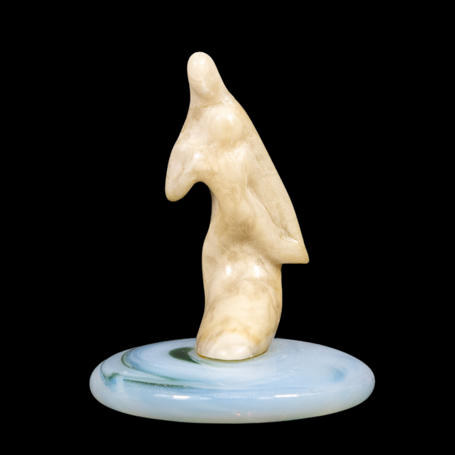"Nurture", marble on glass base, 4 × 2 × 2 in., 2007