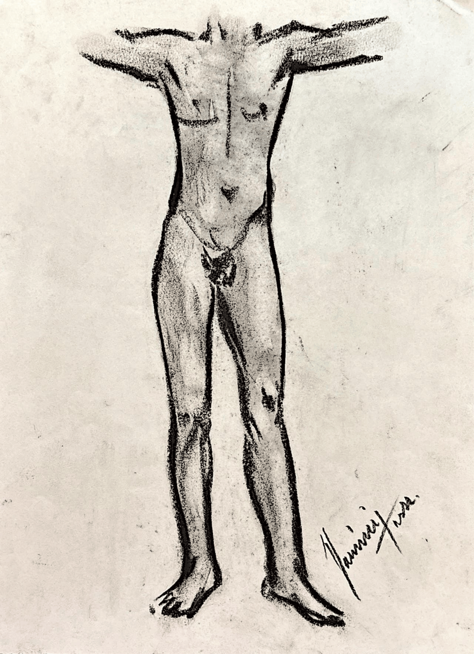 "Technical Warm-ups", charcoal on paper, 9 × 11.75 in., 2022