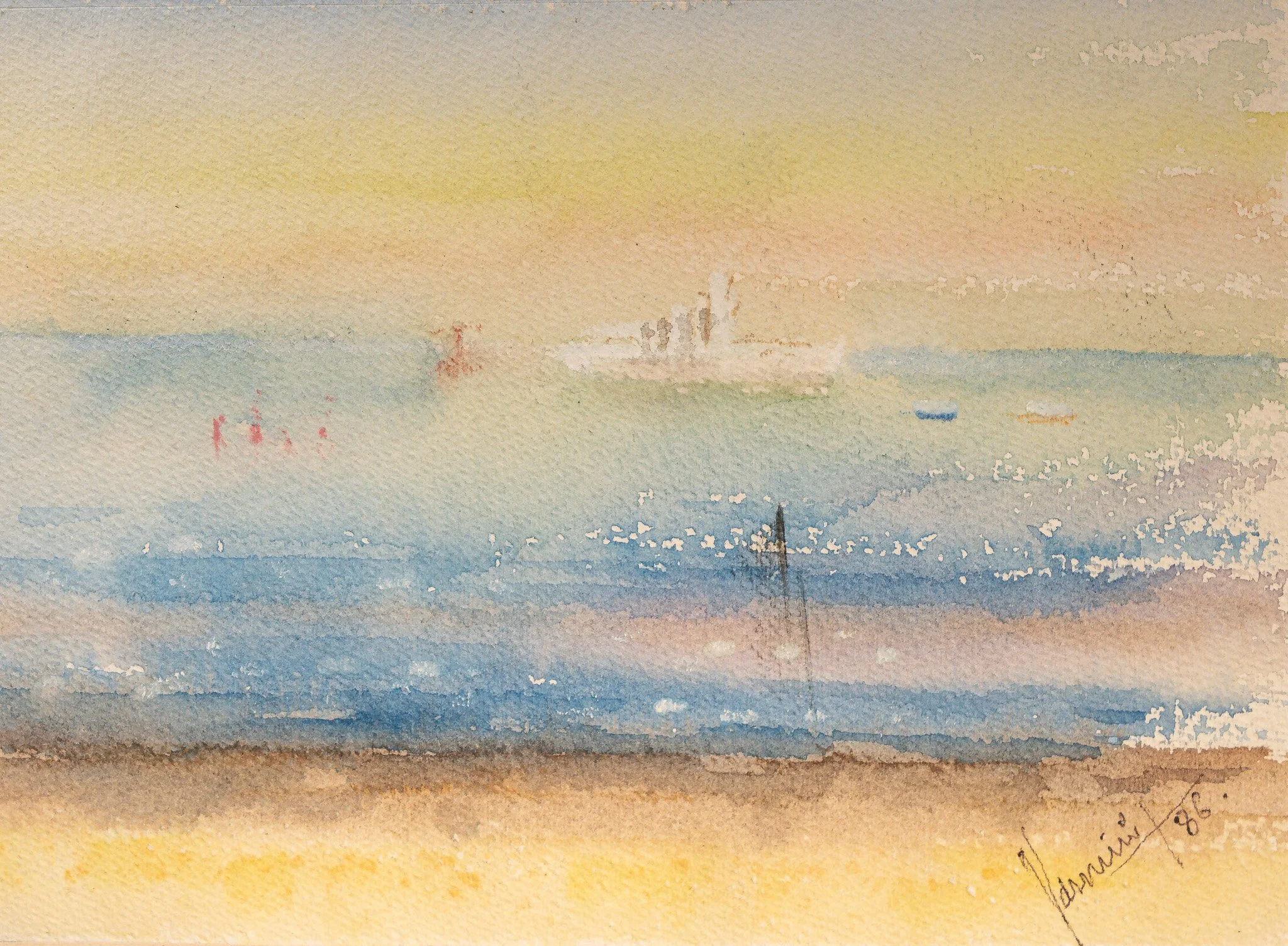 "Seascape", watercolor on paper, 7 × 9 in., 1986