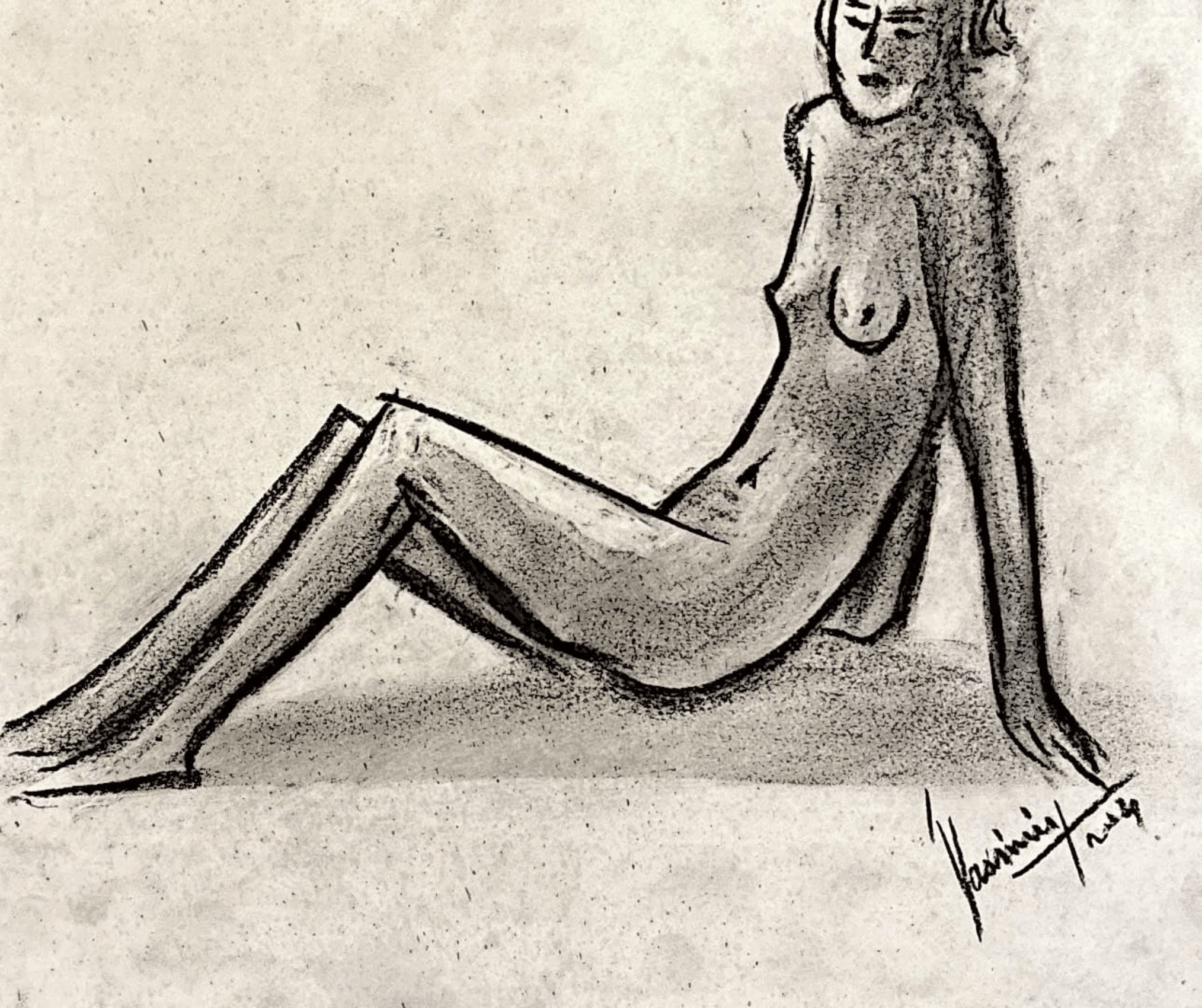 "Technical Warm-ups", charcoal on paper, 9 × 11.75 in., 2024