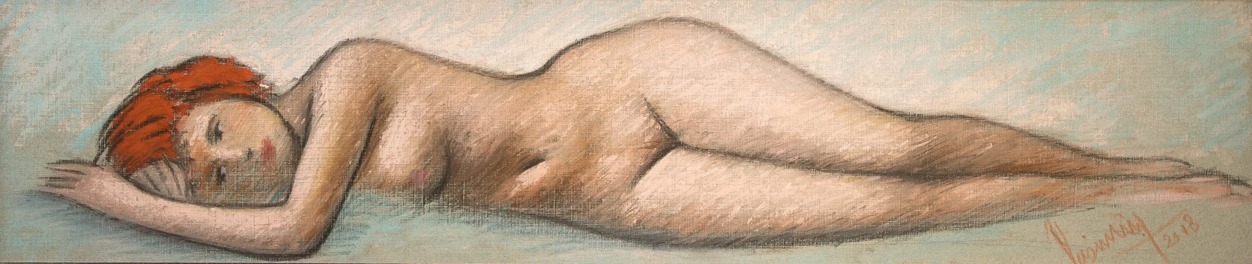 "Live Figure Studies", pastel on paper, 4 × 16 in., 2018