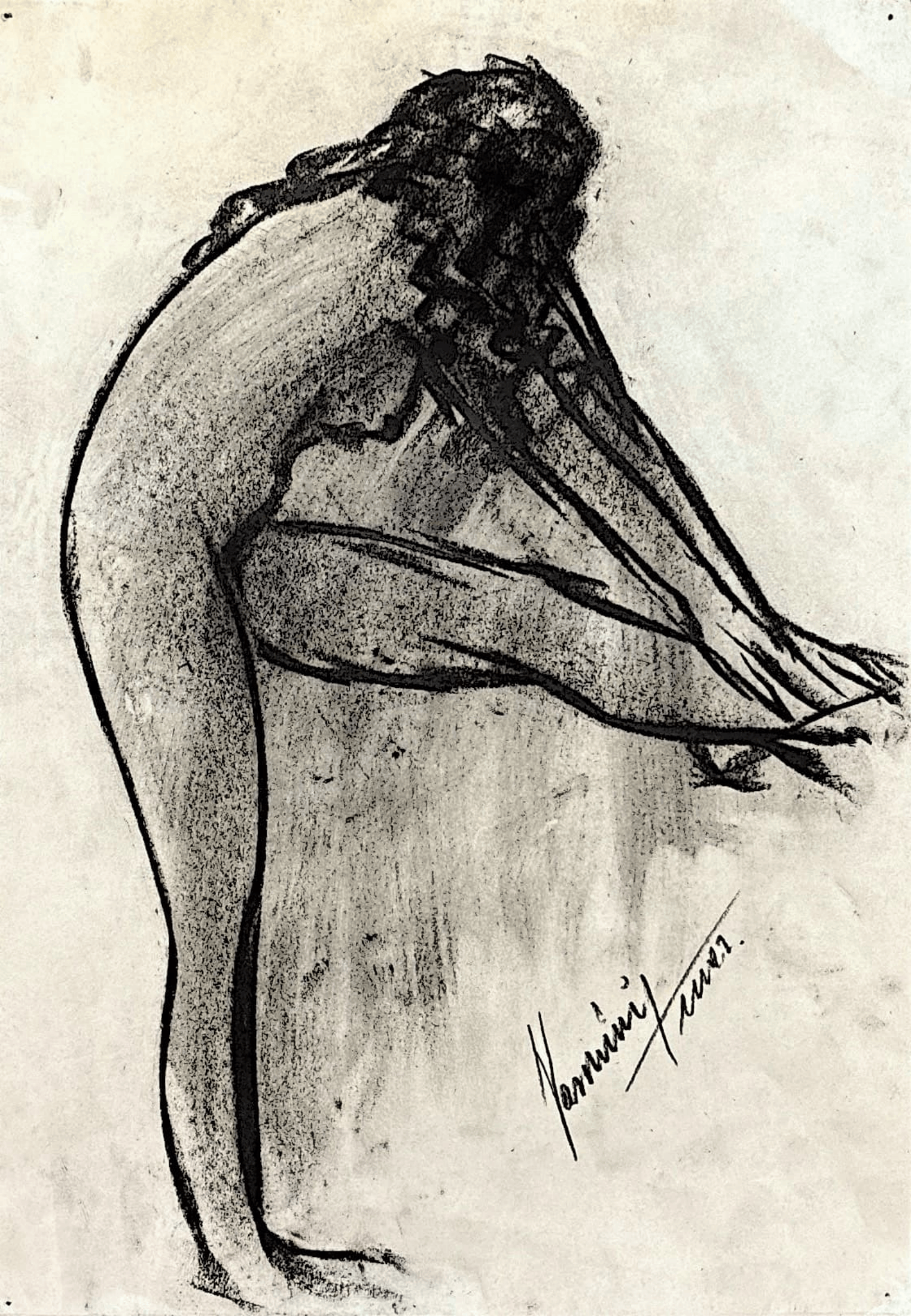 "Technical Warm-ups", charcoal on paper, 9 × 11.75 in., 2017