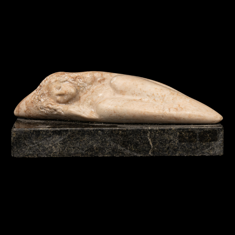 "Surrendered", alabaster on granite base, 9 × 4 × 3 in., 2024