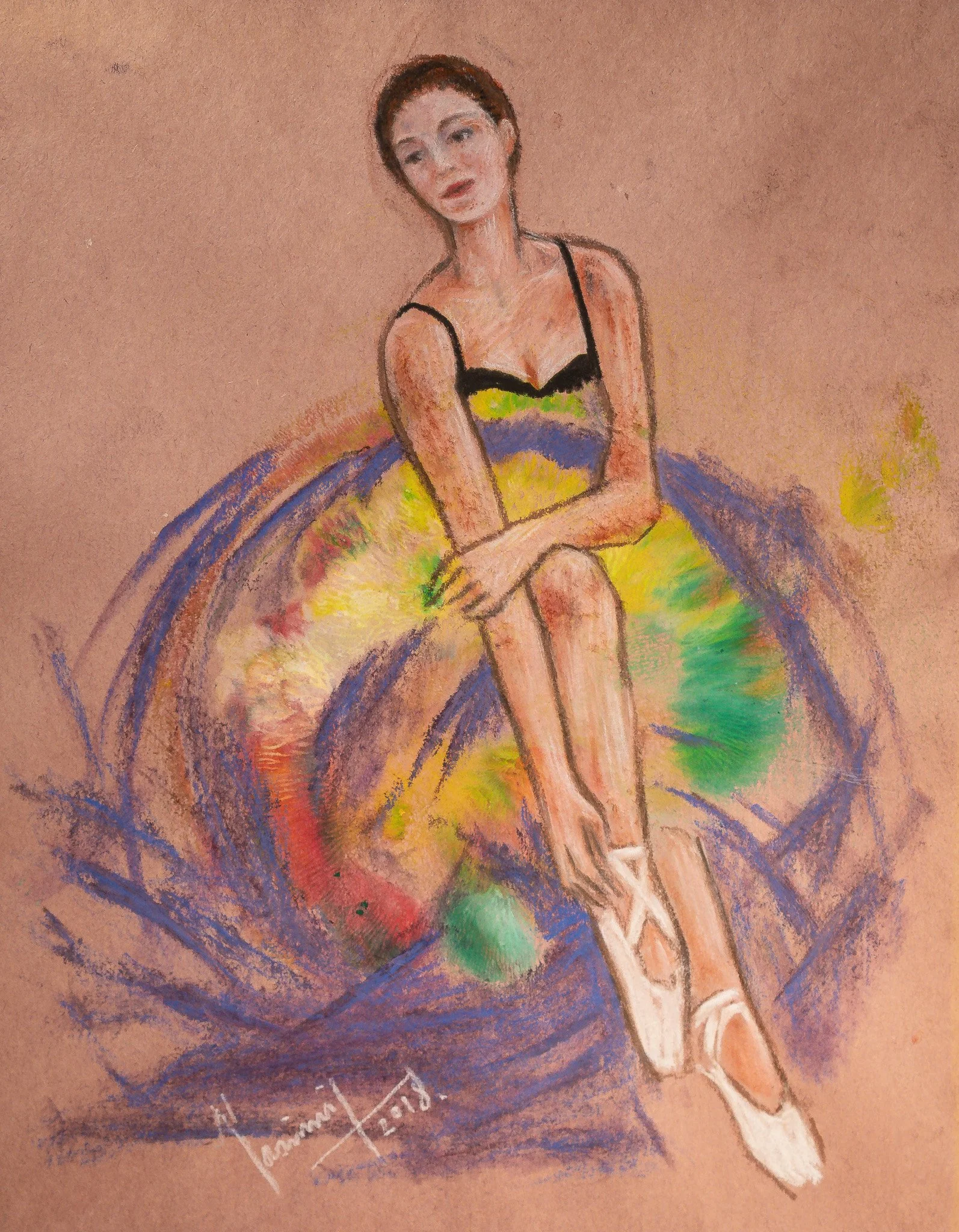 "Prismatic Muse Series", mixed media on paper, 9 × 12 in., 2018