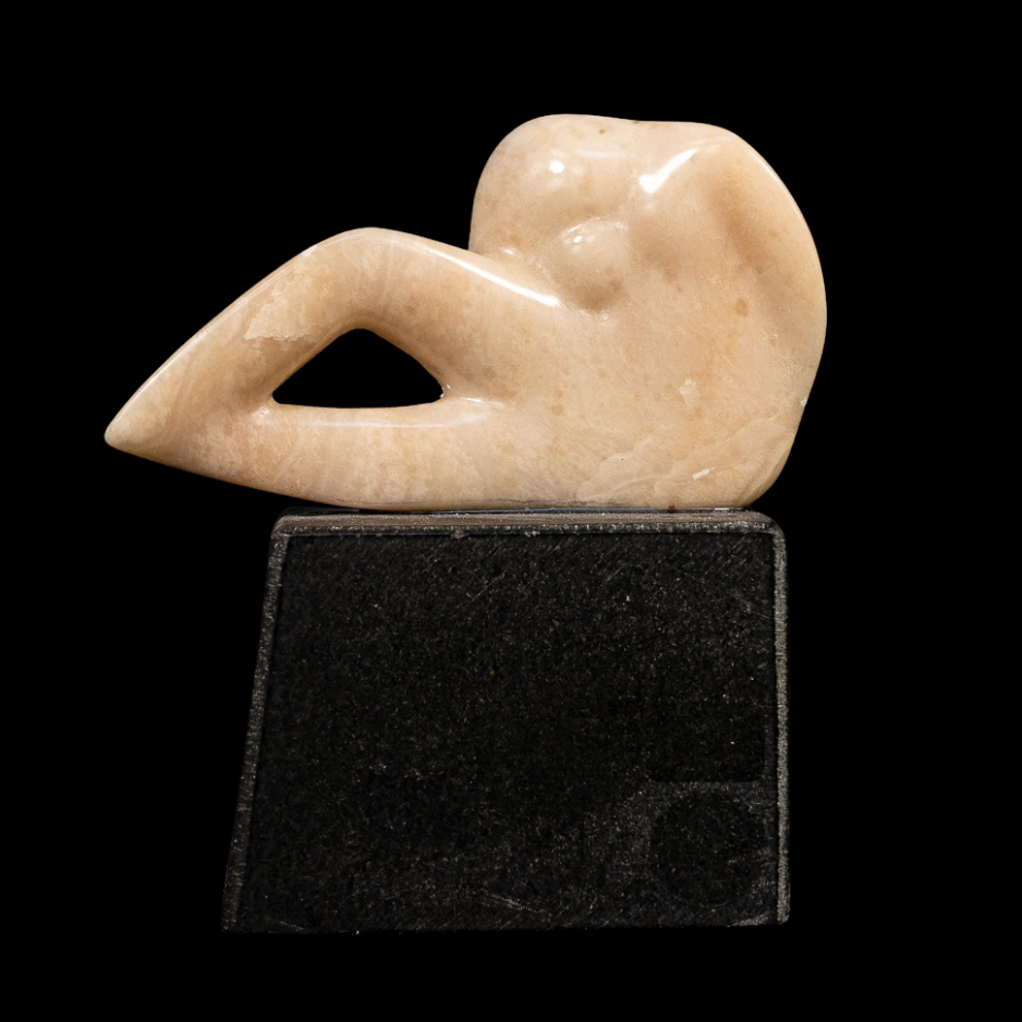 "The Drawn Knee", marble on granite base, 5.5 × 5 × 2 in., 1998