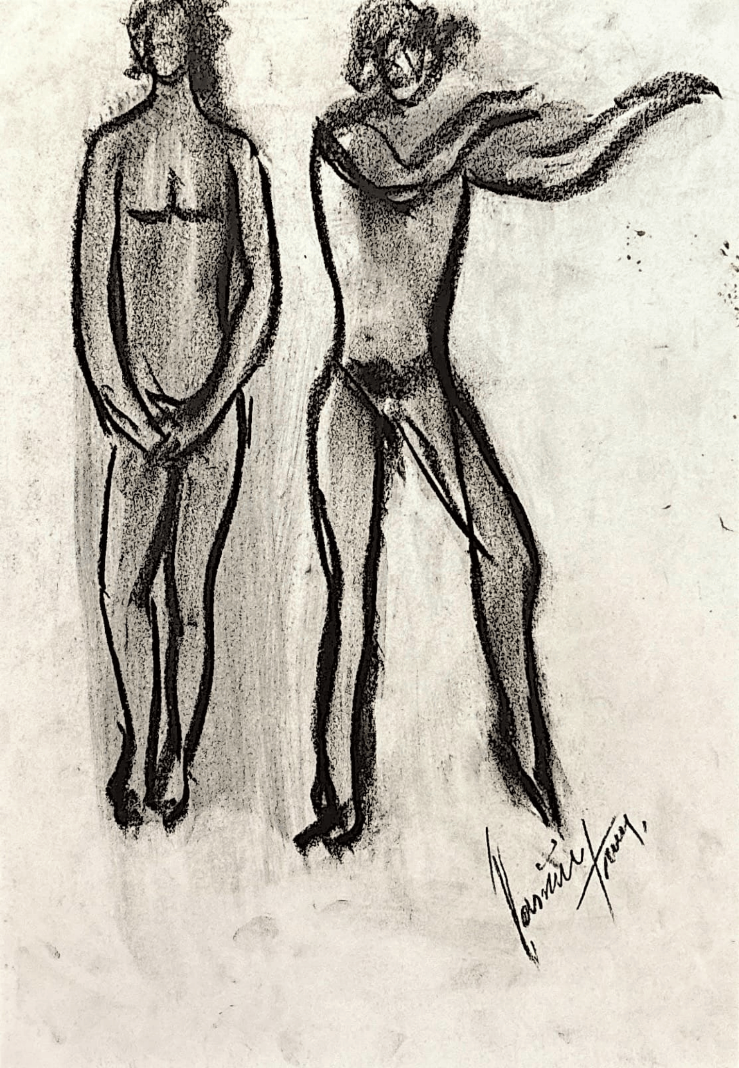 "Technical Warm-ups", charcoal on paper, 9 × 11.75 in., 2024