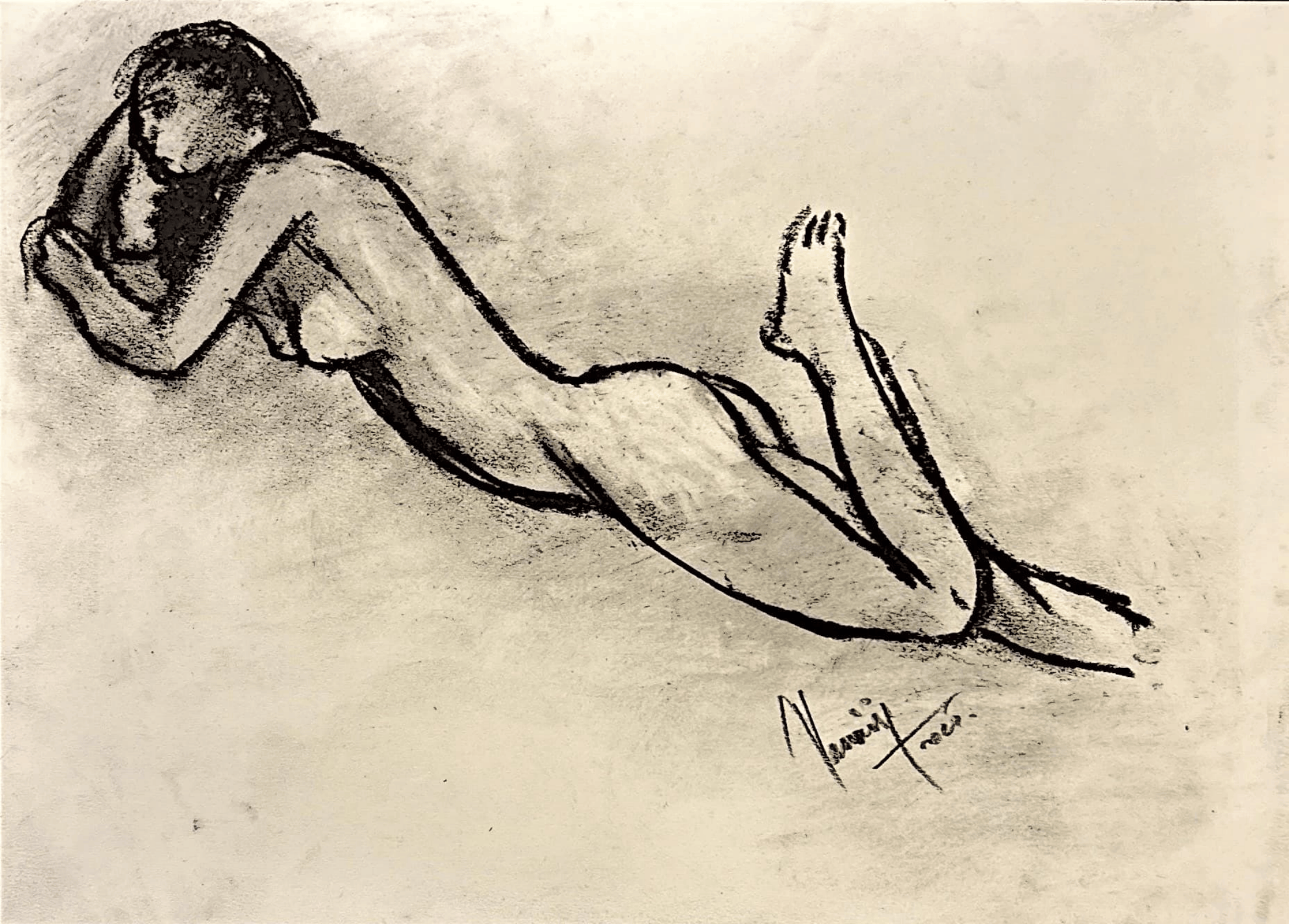 "Technical Warm-ups", charcoal on paper, 9 × 11.75 in., 2025