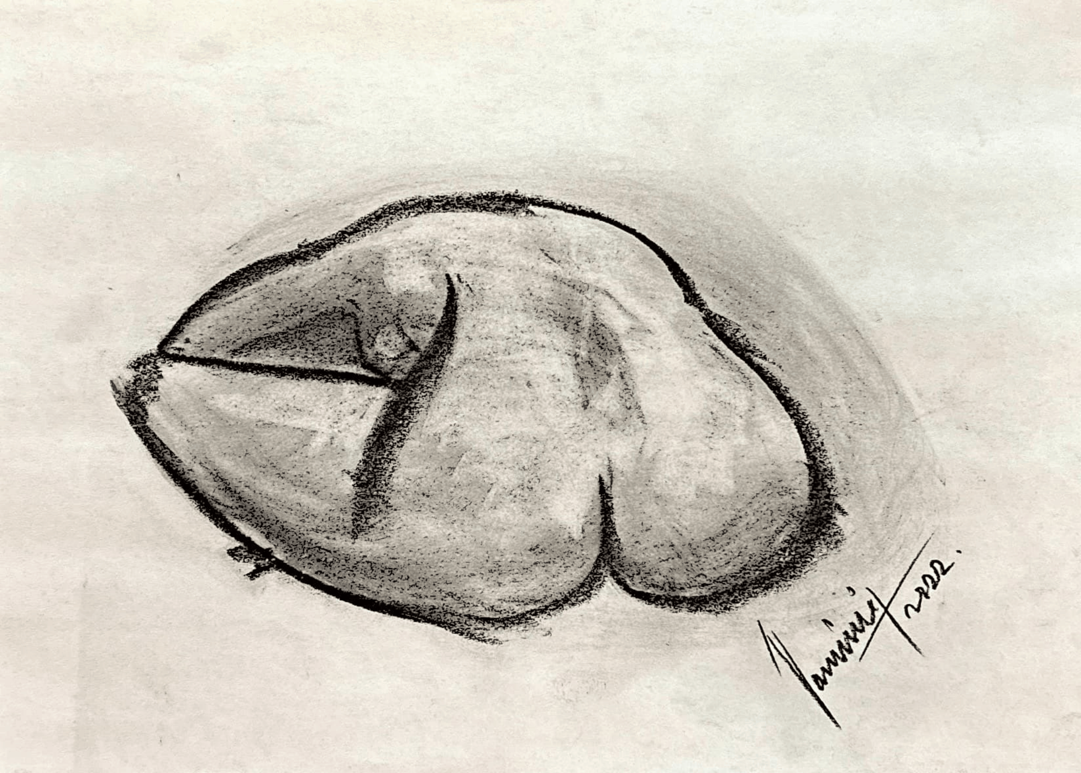 "Technical Warm-ups", charcoal on paper, 9 × 11.75 in., 2022